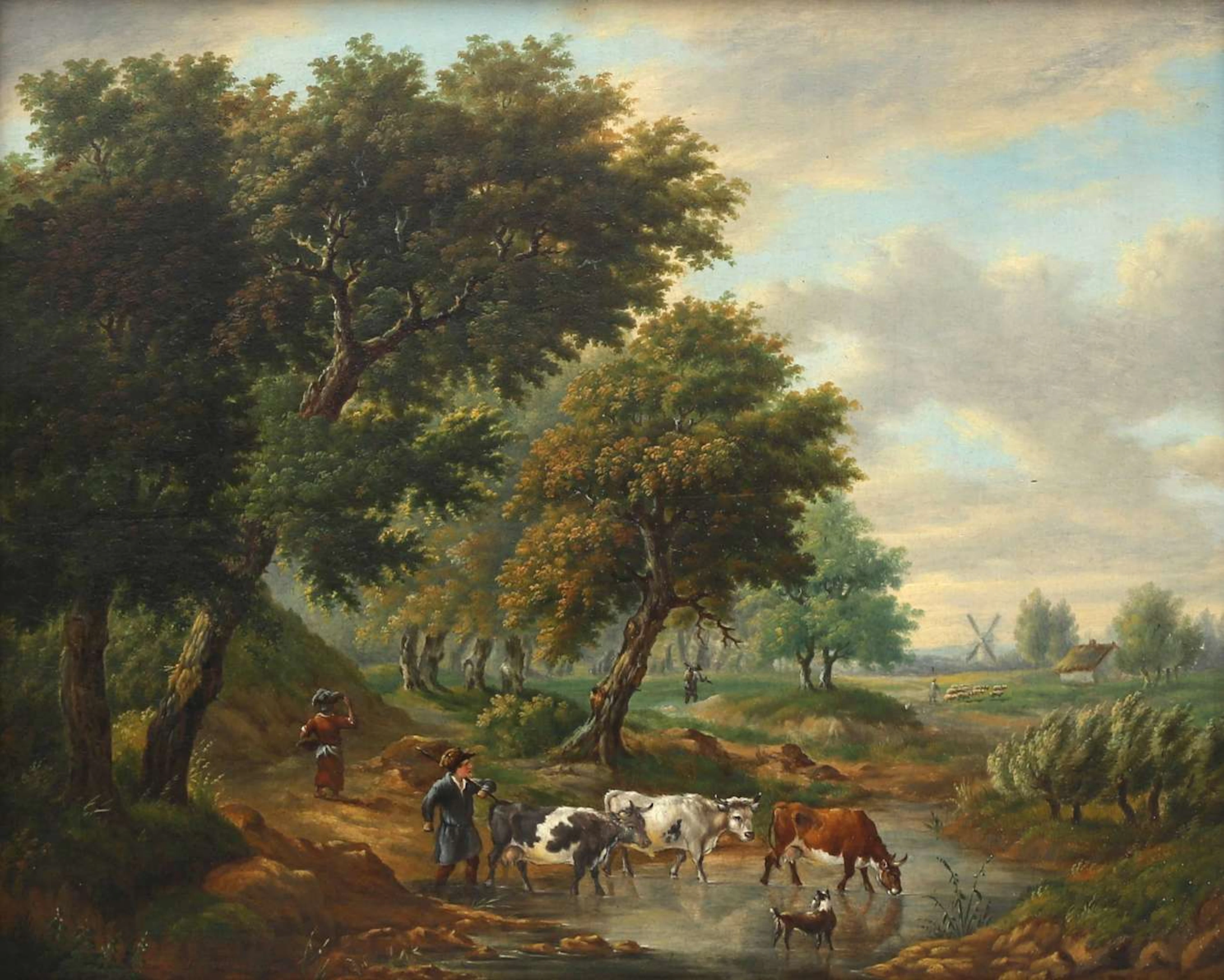 Louis Pierre Verwée [Verwee] (1806–1877), Wooded landscape with a
