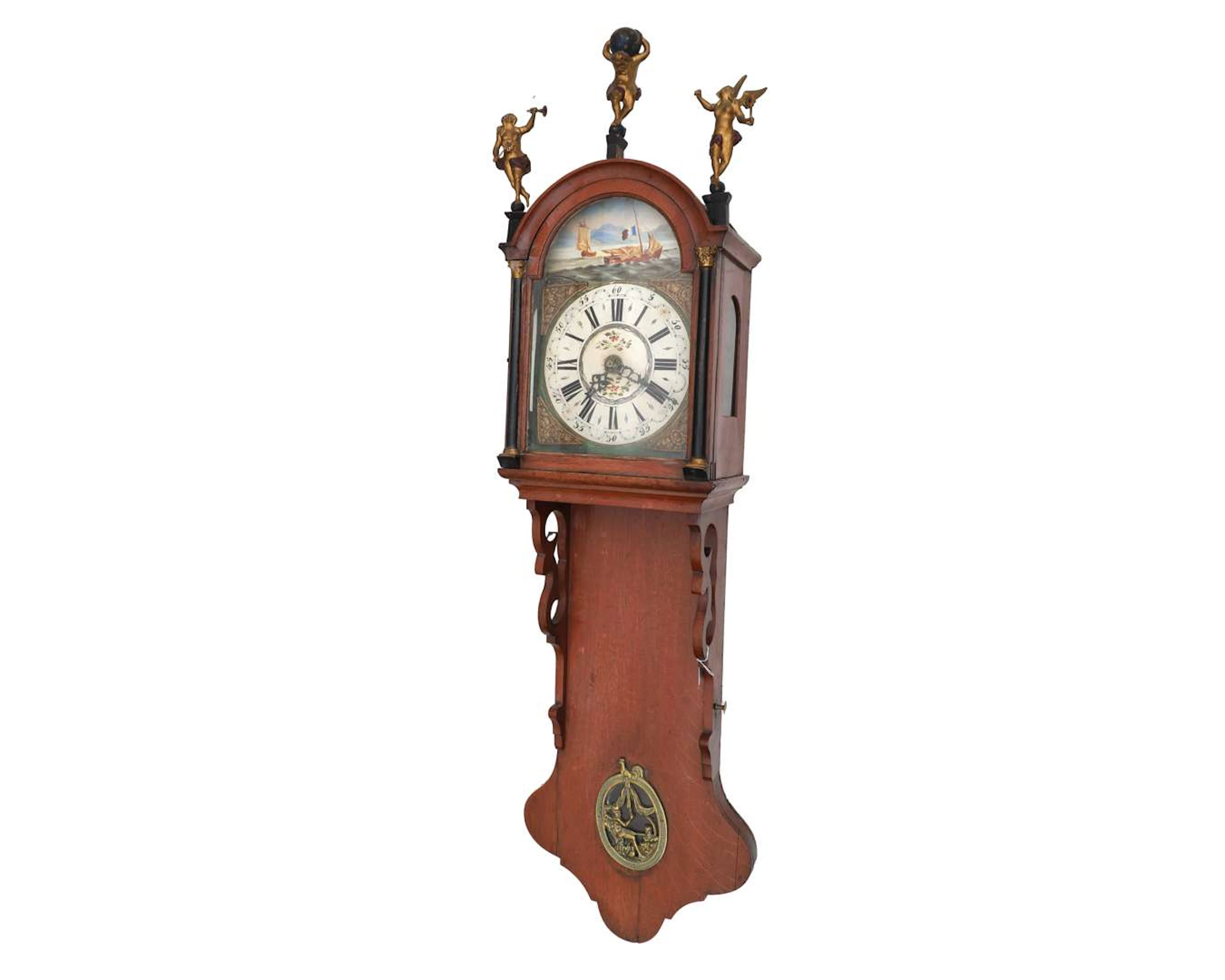 A mahogany ‘Frisian’ grandfather clock, Holland, 19th century