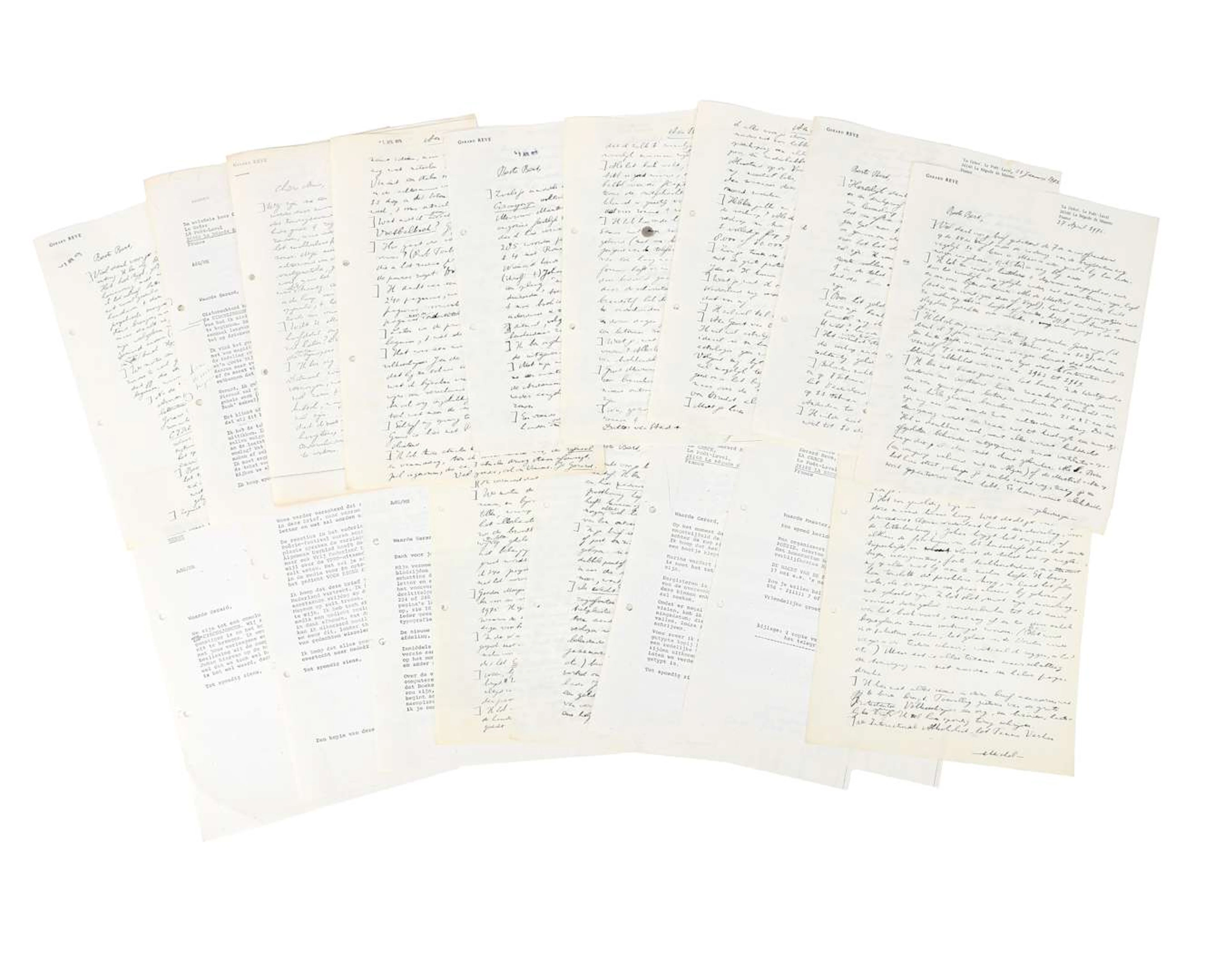 Gerard Reve – 5 original handwritten letters on 10 sheets of paper