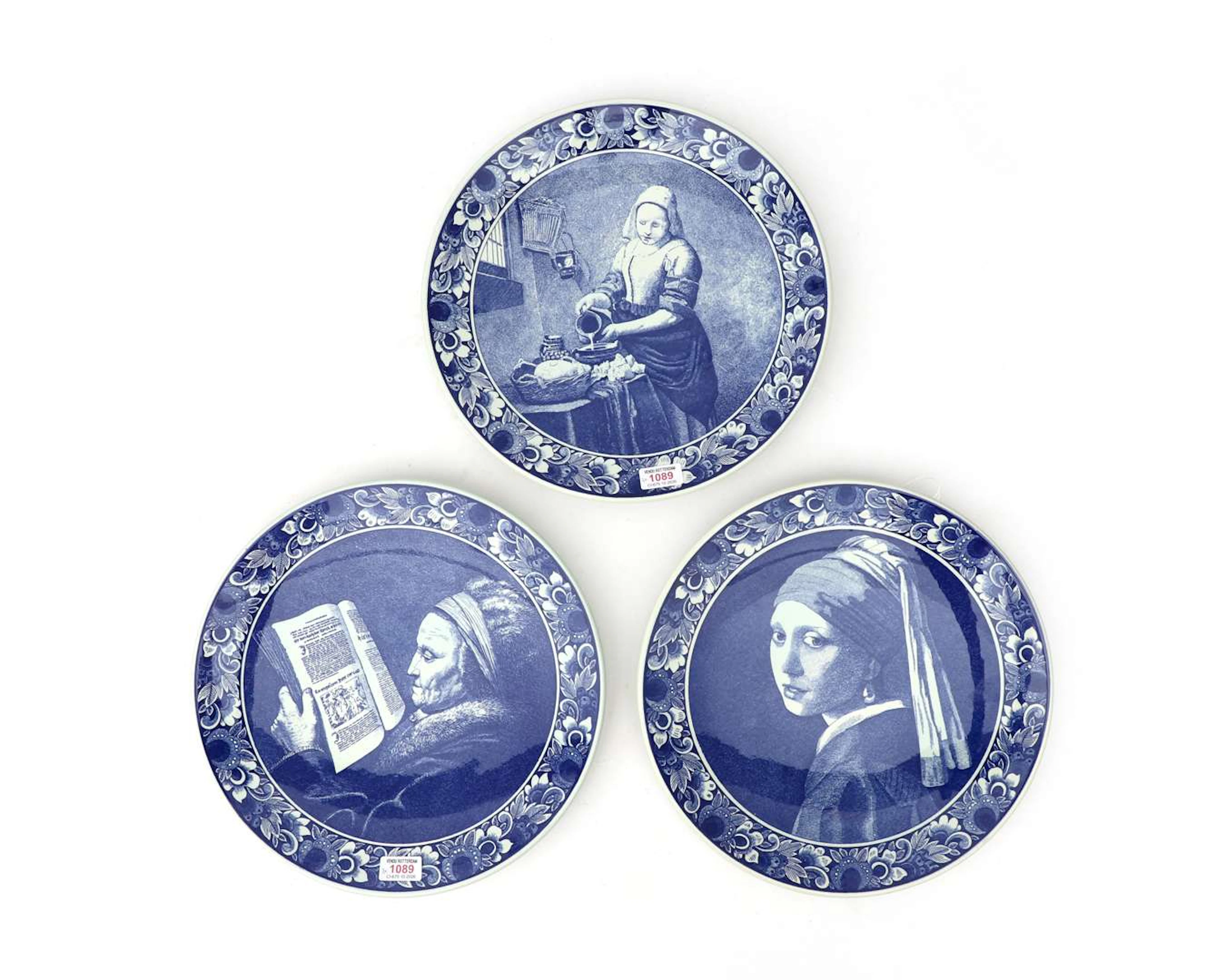 Three Delft Blue wall plates, Holland, Delft, 20th century