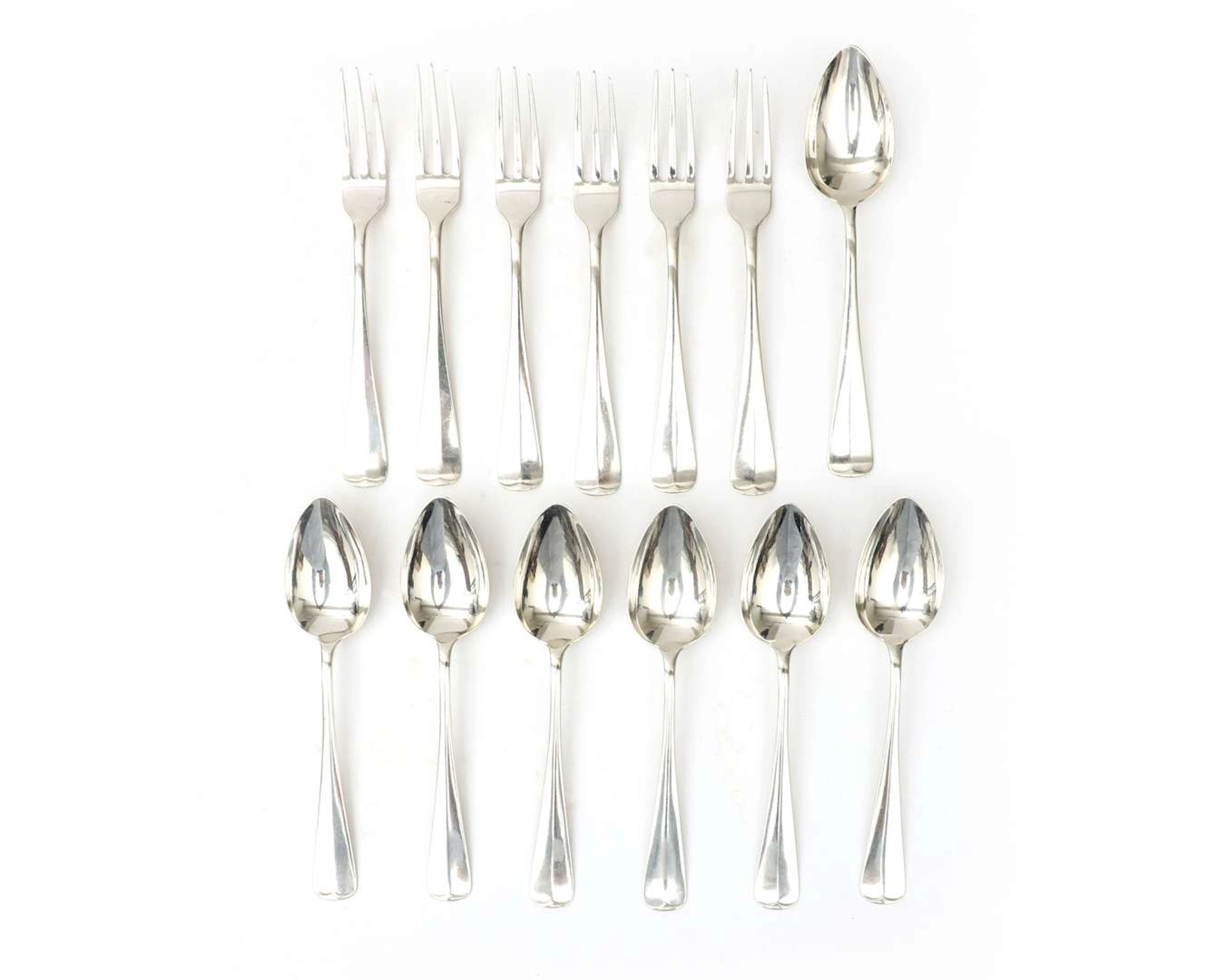 A thirteen-piece silver cutlery set, Netherlands, Zeist, 1938