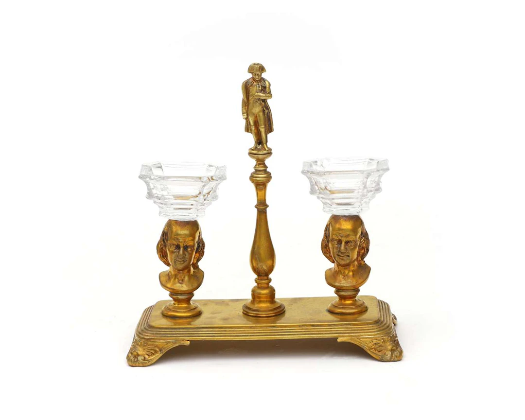 A two-piece gilt-brass salt set, France, Napoleon III, c. 1870