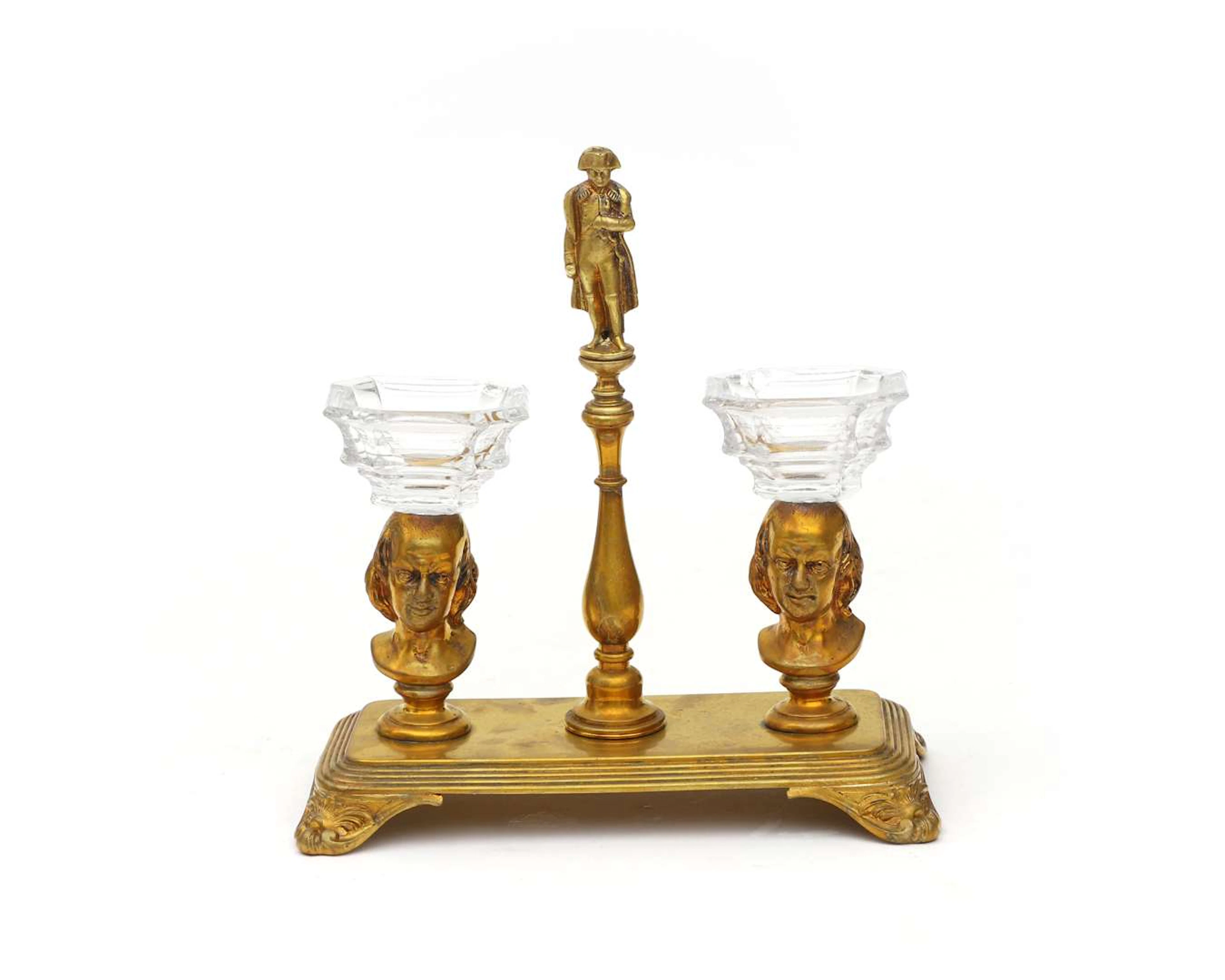 A two-piece gilt-brass salt set, France, Napoleon III, c. 1870
