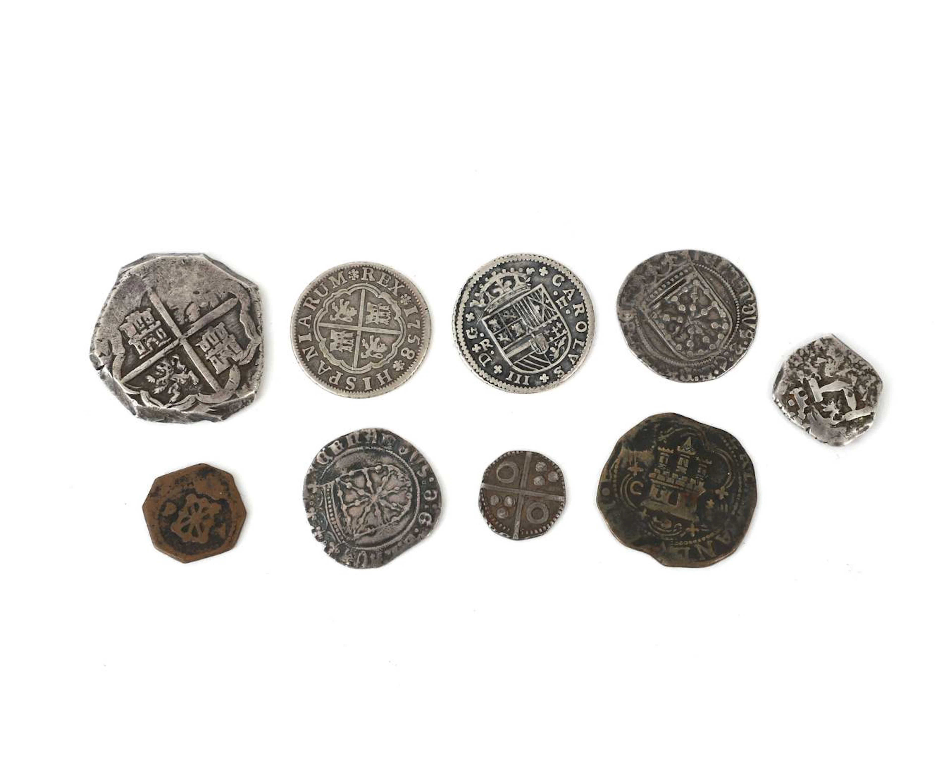 A collection of mainly silver coins, Philip II, V, Fernando V, VI