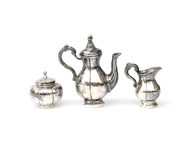 A three-piece miniature silver tea set, Holland, 19th century