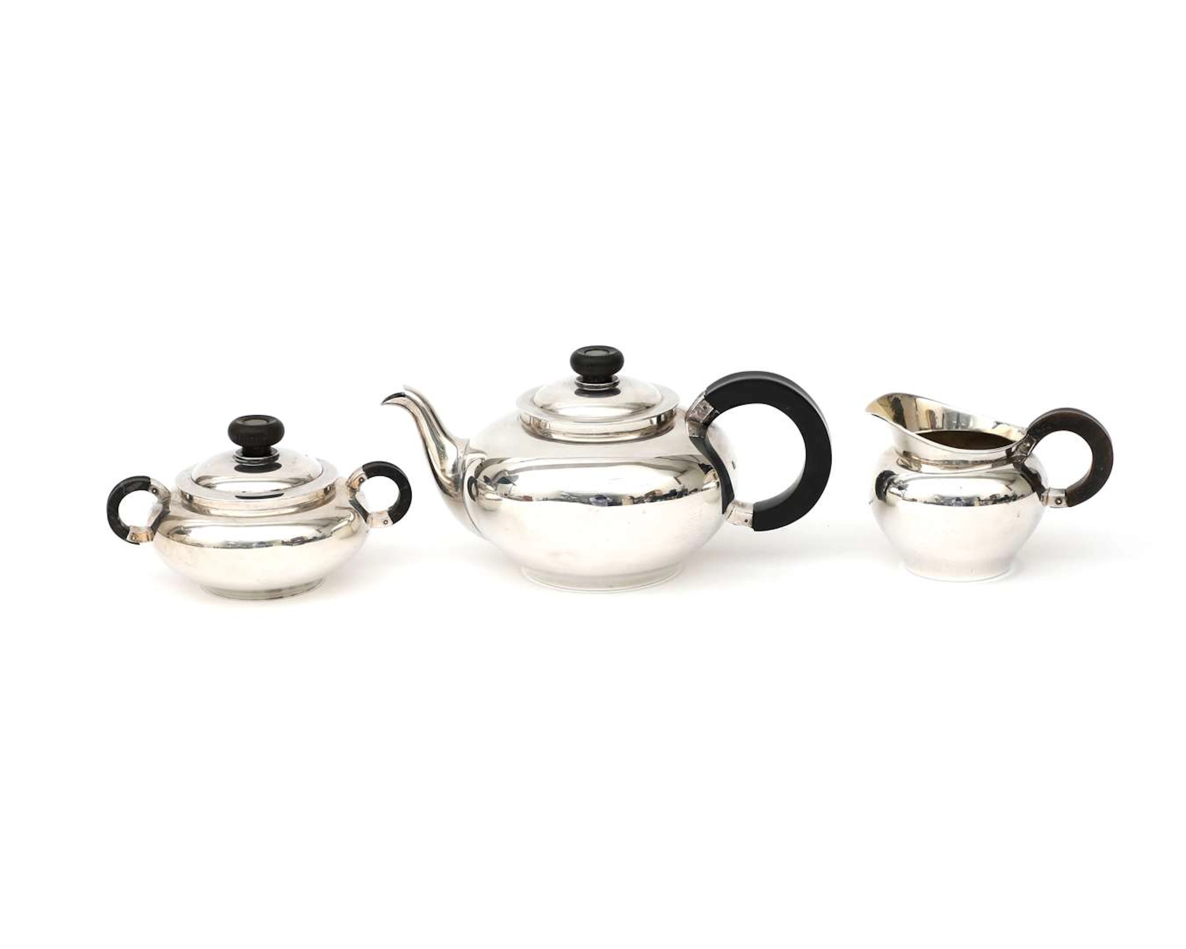 A three-piece silver tea set, Netherlands, Voorschoten, 1939