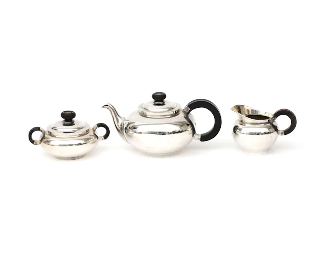A three-piece silver tea set, Netherlands, Voorschoten, 1939