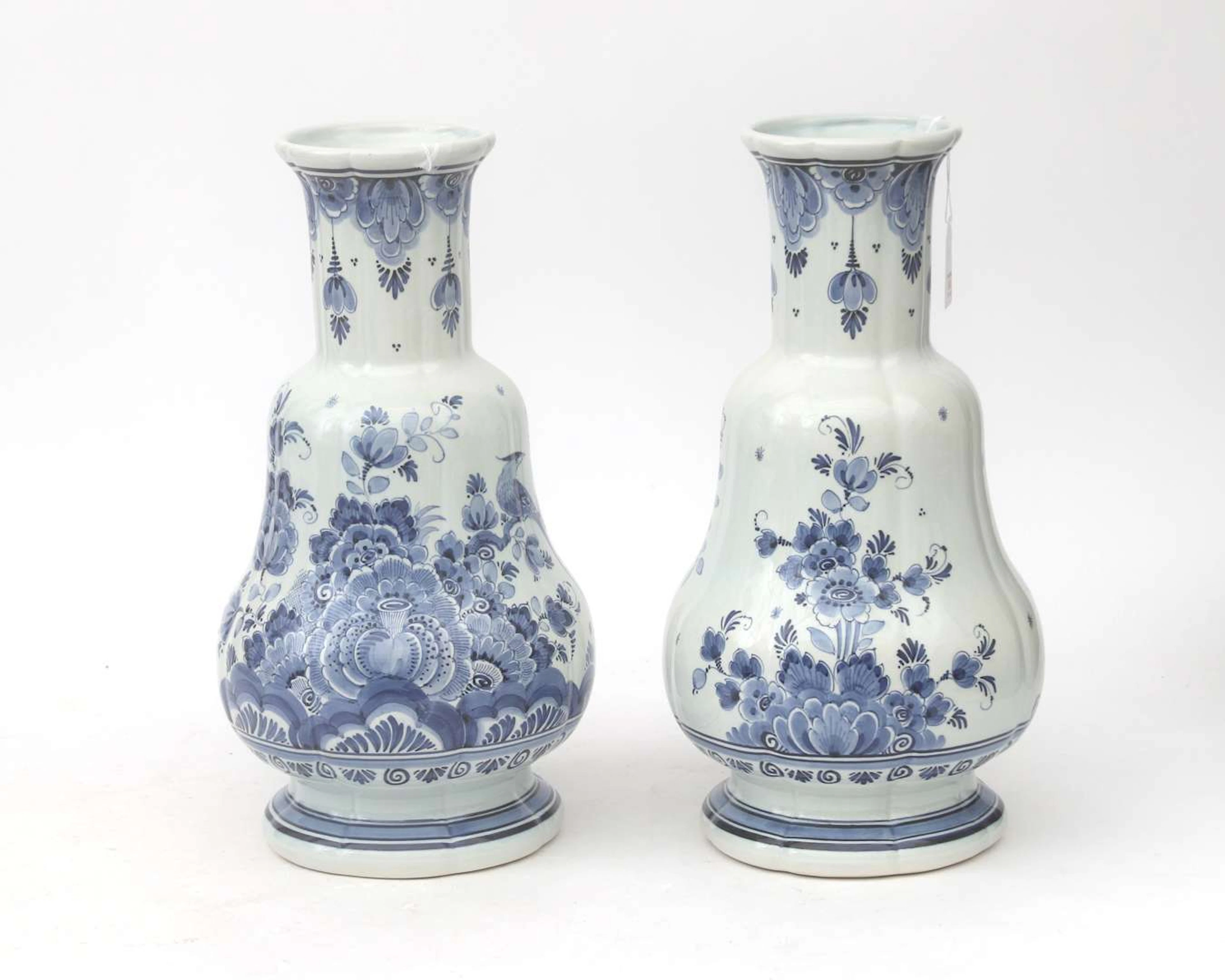 Two blue and white calabash vases, Ons Ideaal, Gouda, Holland, 20th century