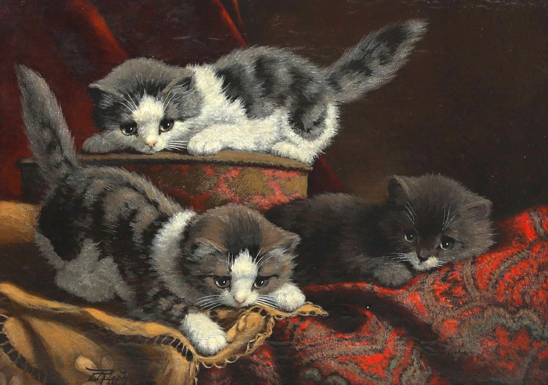 Cornelis Raaphorst (1875–1954), Three kittens at play