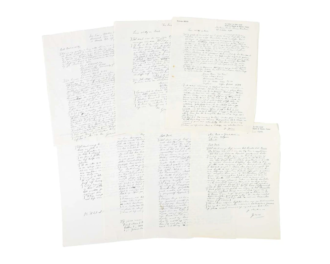 Gerard Reve – 7 original handwritten letters on 8 sheets of paper