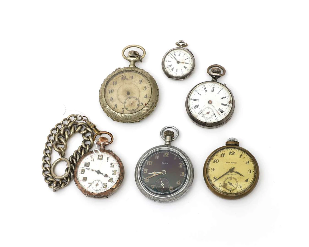 Six different pocket watches