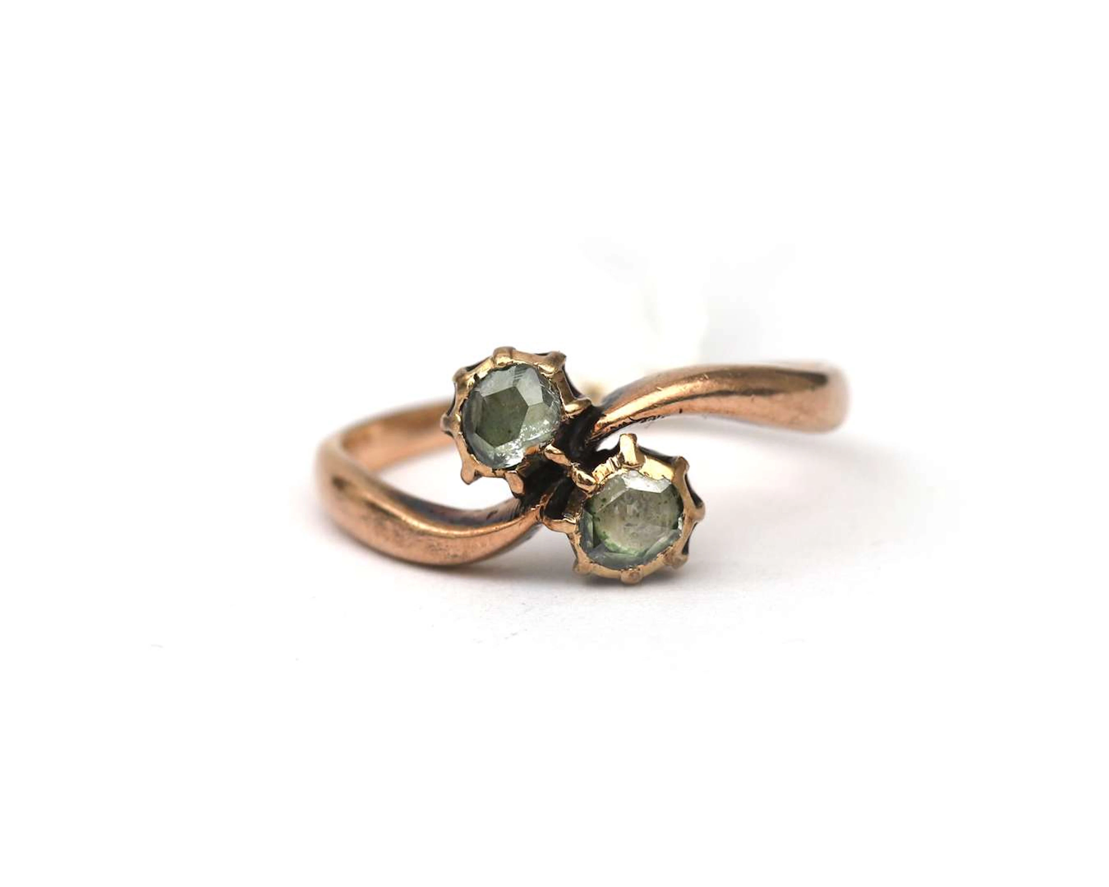 A BWG rose gold ‘toi et moi’ ring with a rose-cut diamond, late 19th century