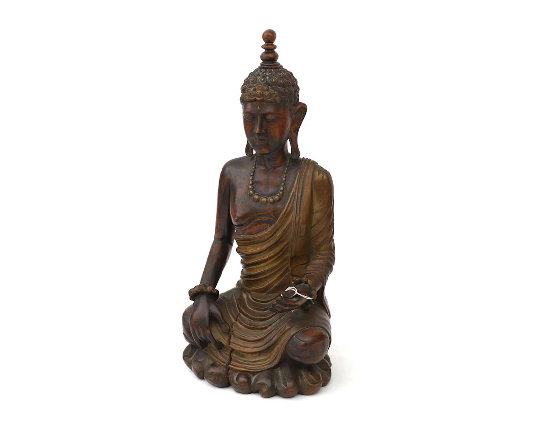 A wooden Buddha statue, China, 20th century