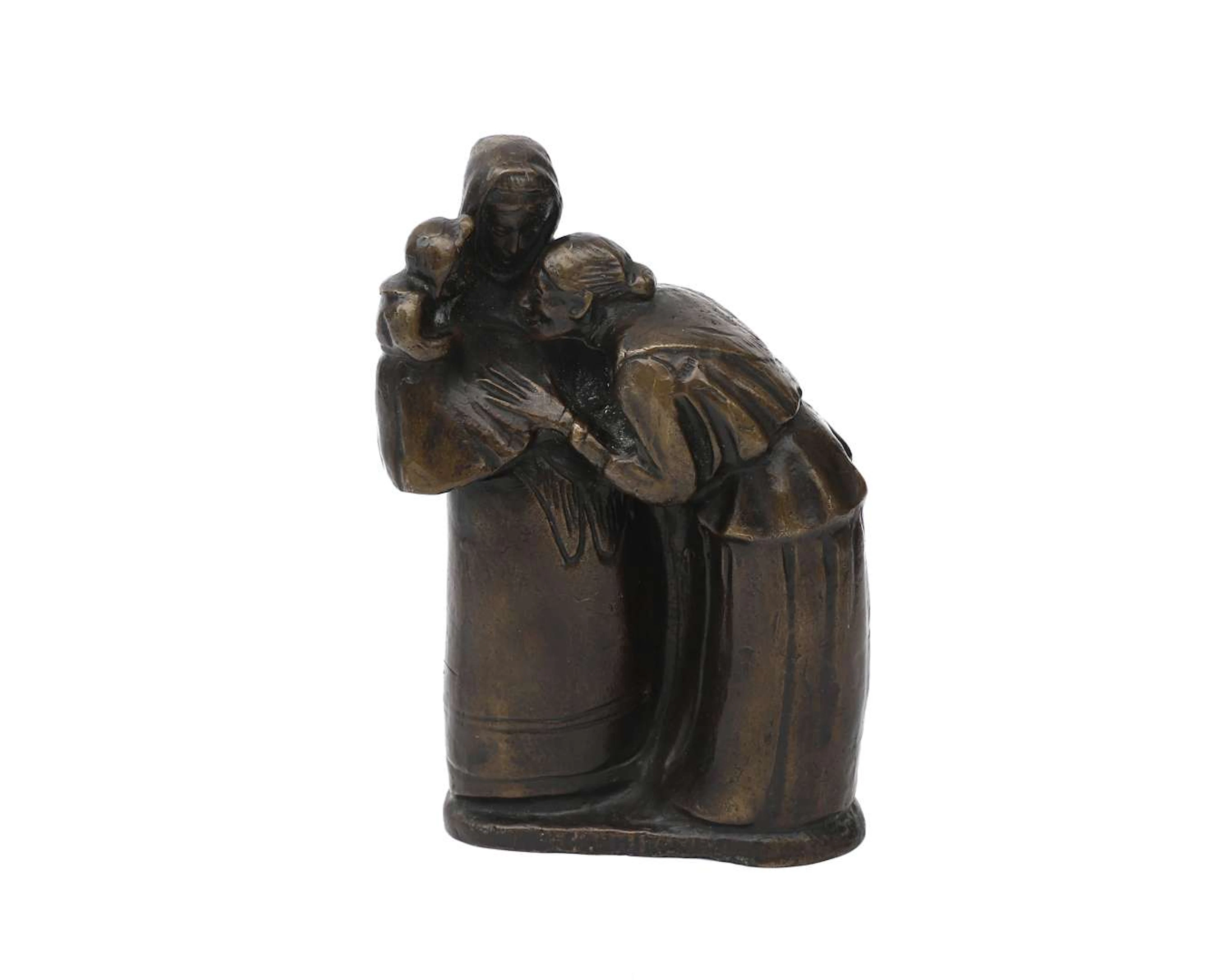 A patinated bronze sculpture of a family, Holland, 20th century