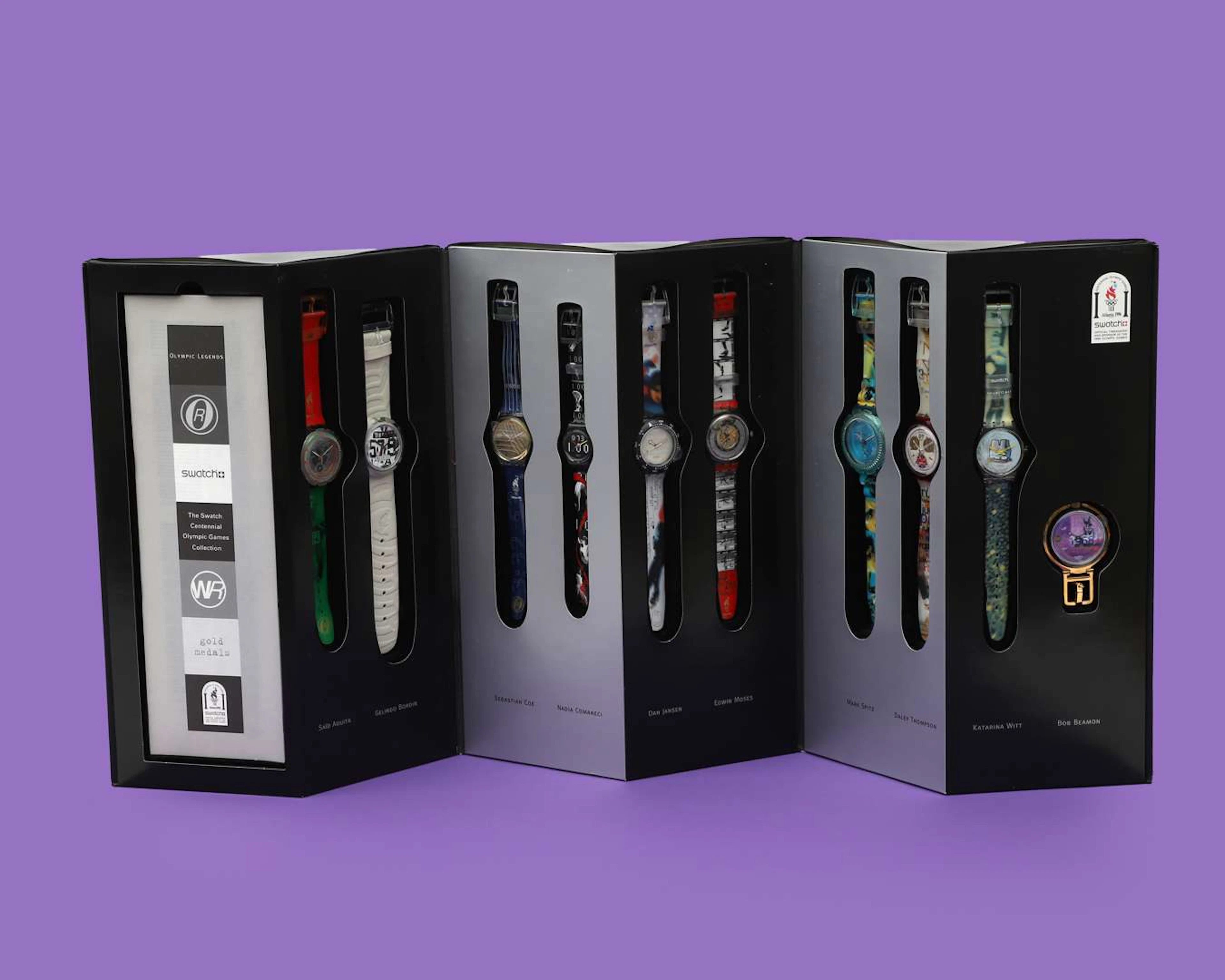 A set of ten 'Olympic Legends' Swatch (wrist) watches, 1996