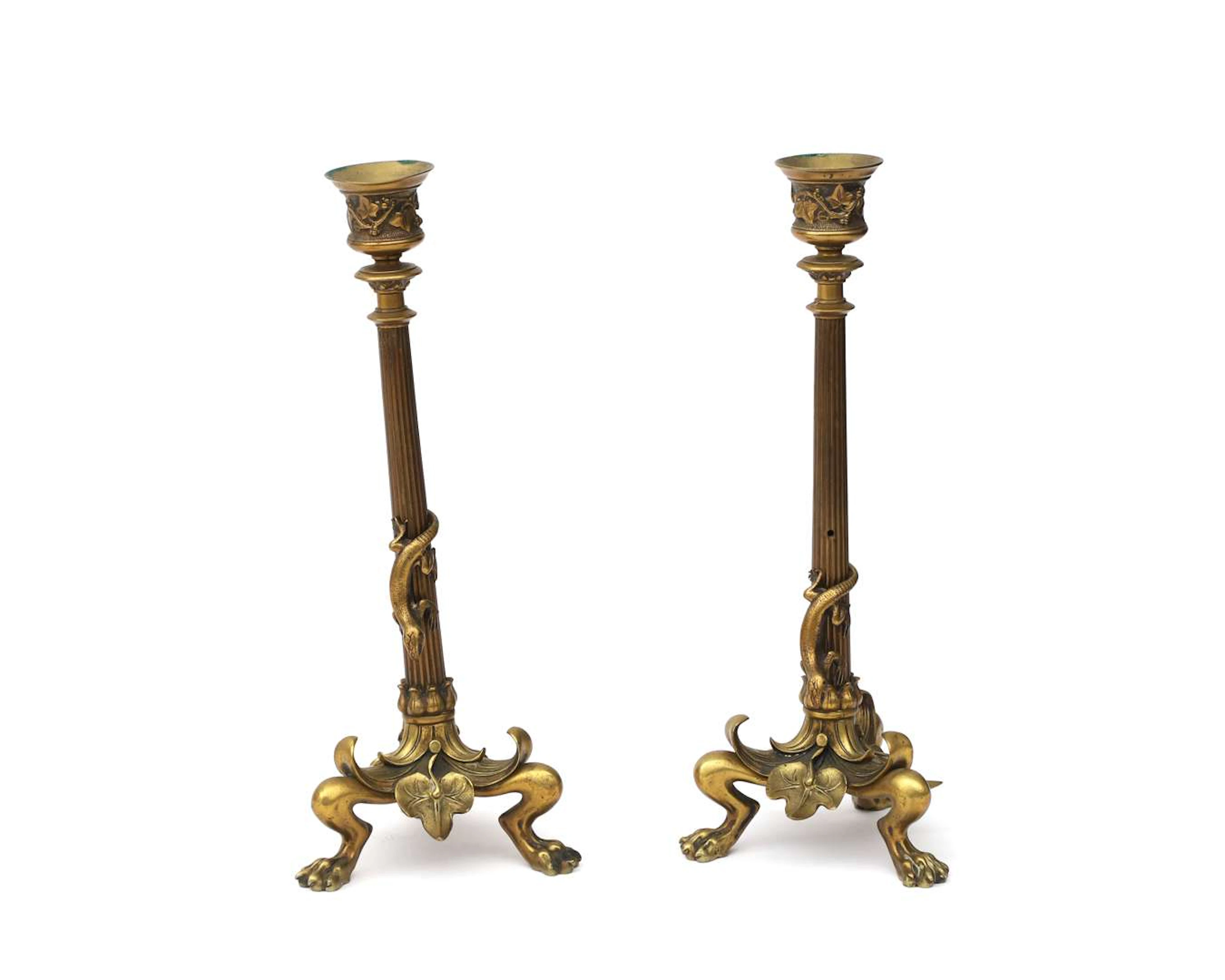 After Guilleaume Denière (1815–1901), Two candlesticks, France, 19th century