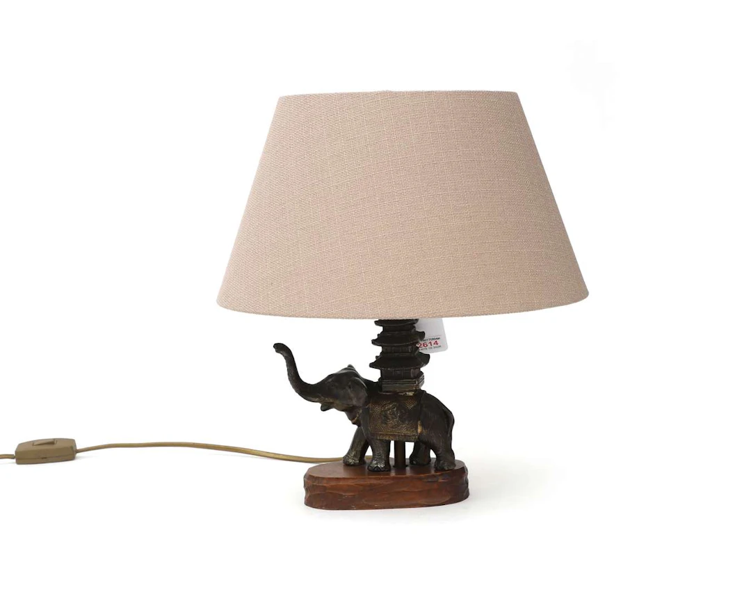 A table lamp featuring an elephant, 20th century