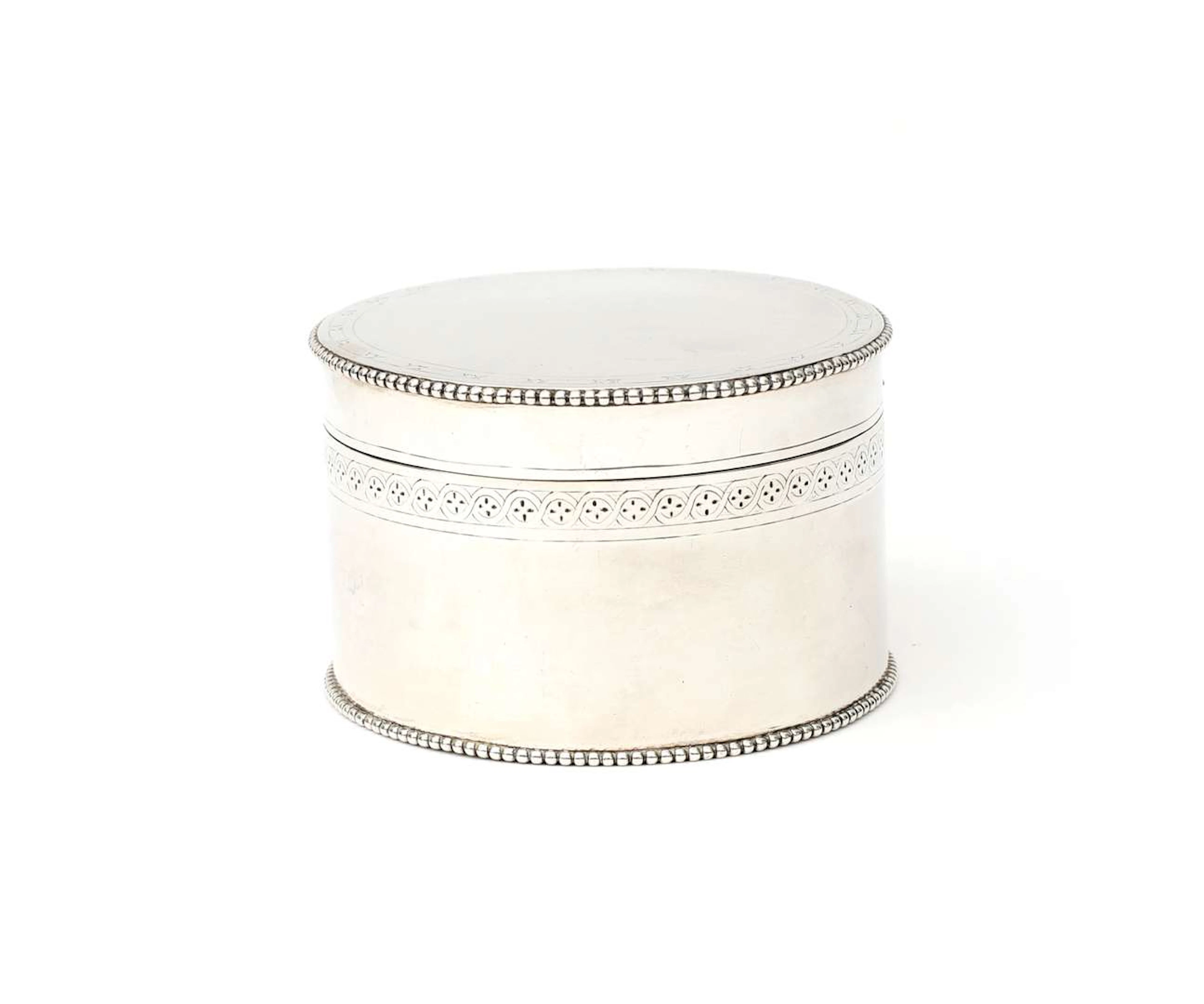 A silver biscuit tin, Holland, Rotterdam, 1787