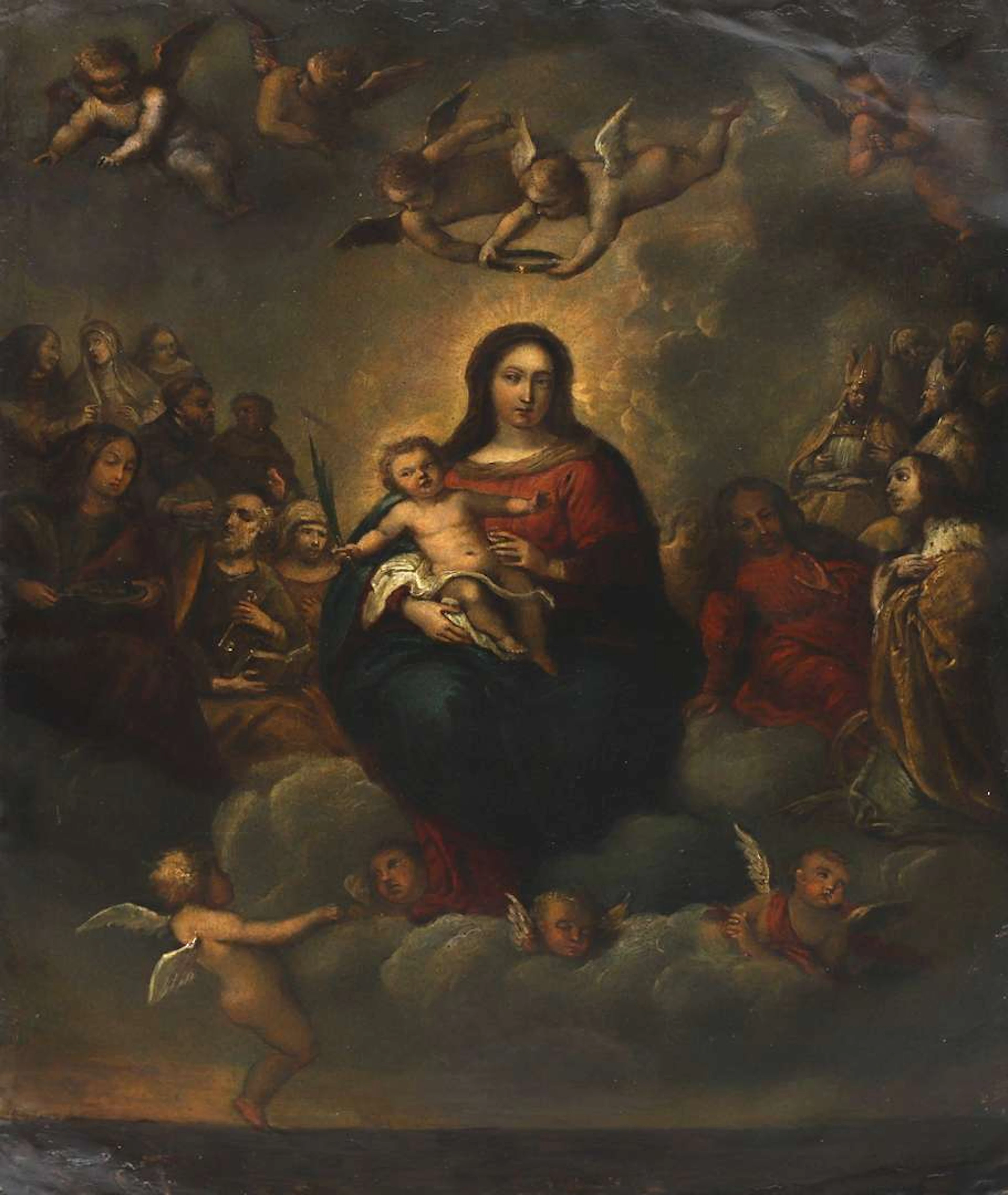 European school (18th century), Adoration of Mary and Christ