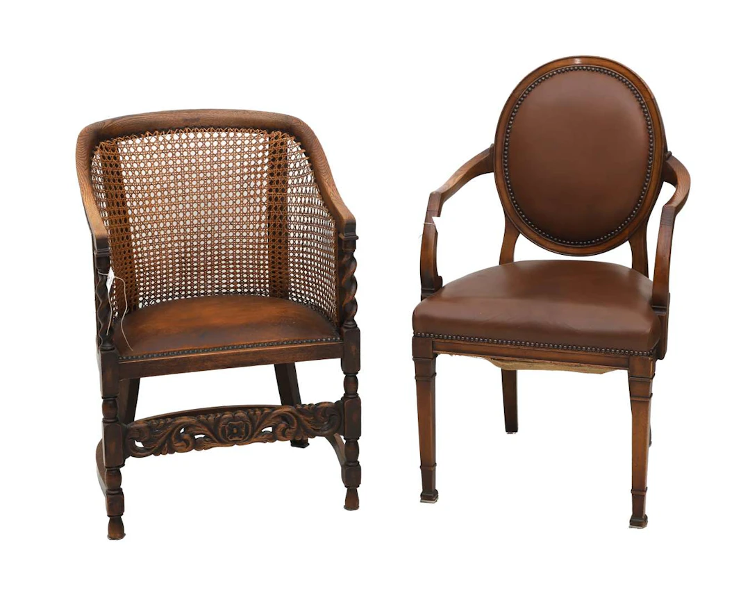 Two wooden armchairs, 20th century