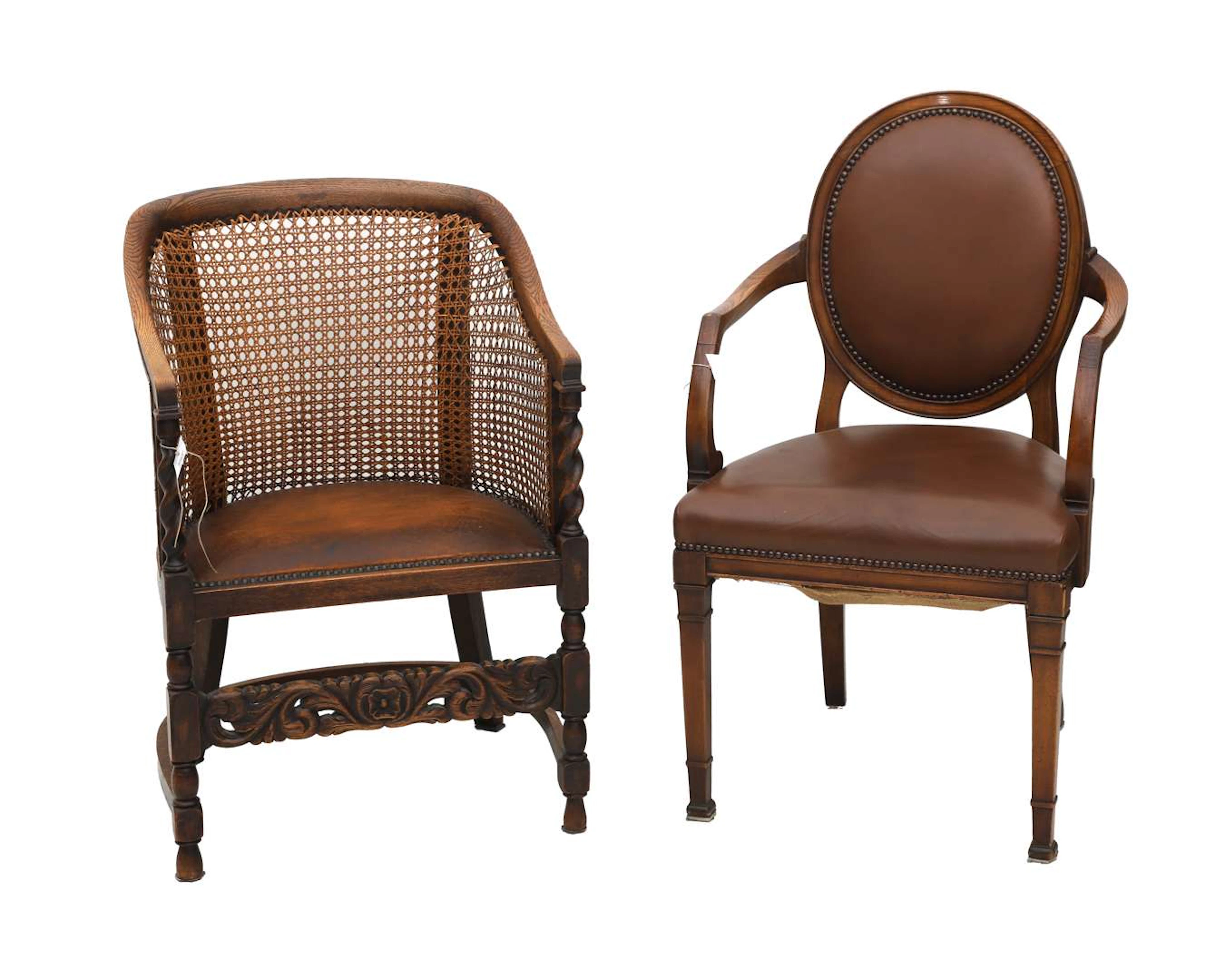 Two wooden armchairs, 20th century