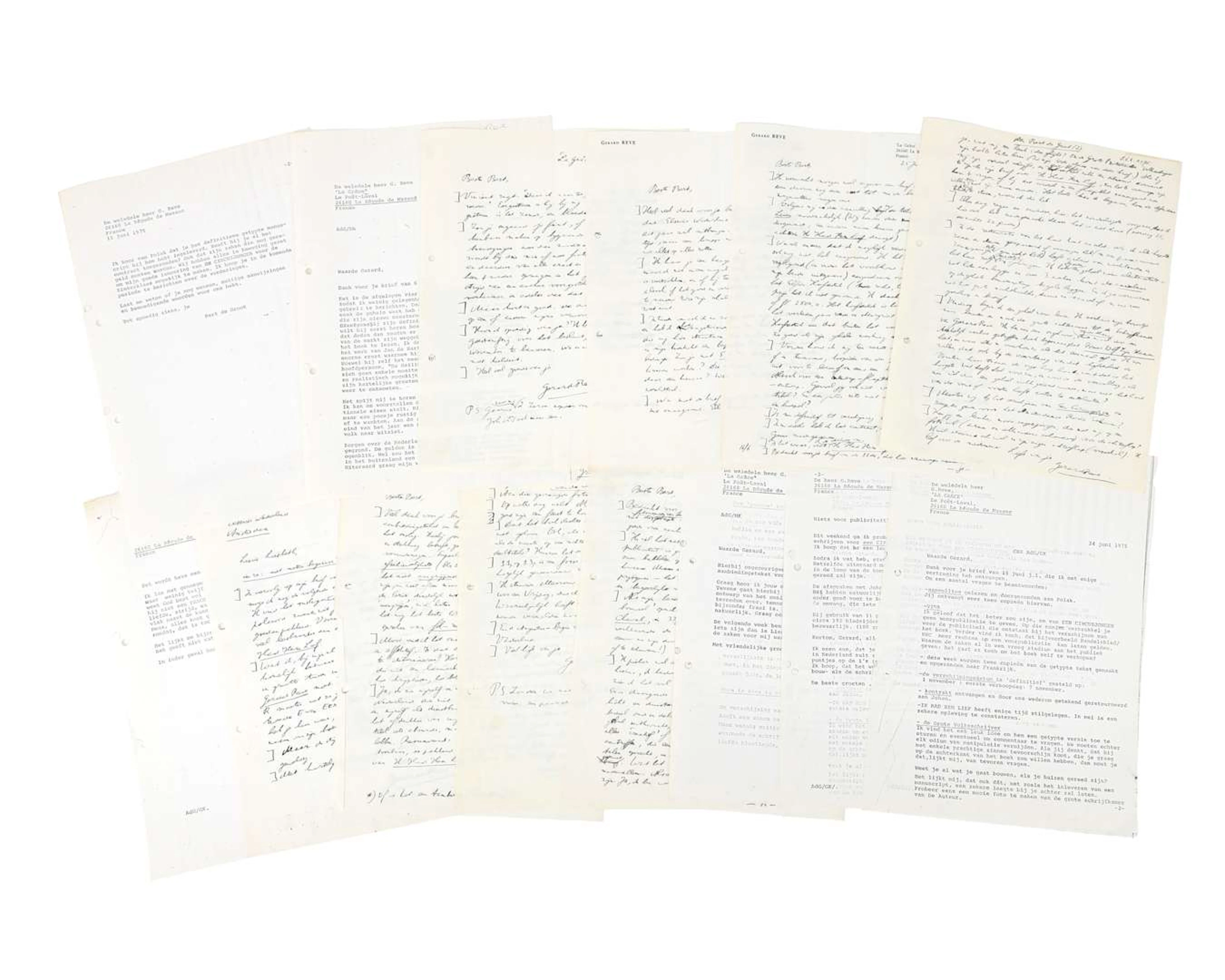 Gerard Reve – 5 original handwritten letters on 7 sheets of paper