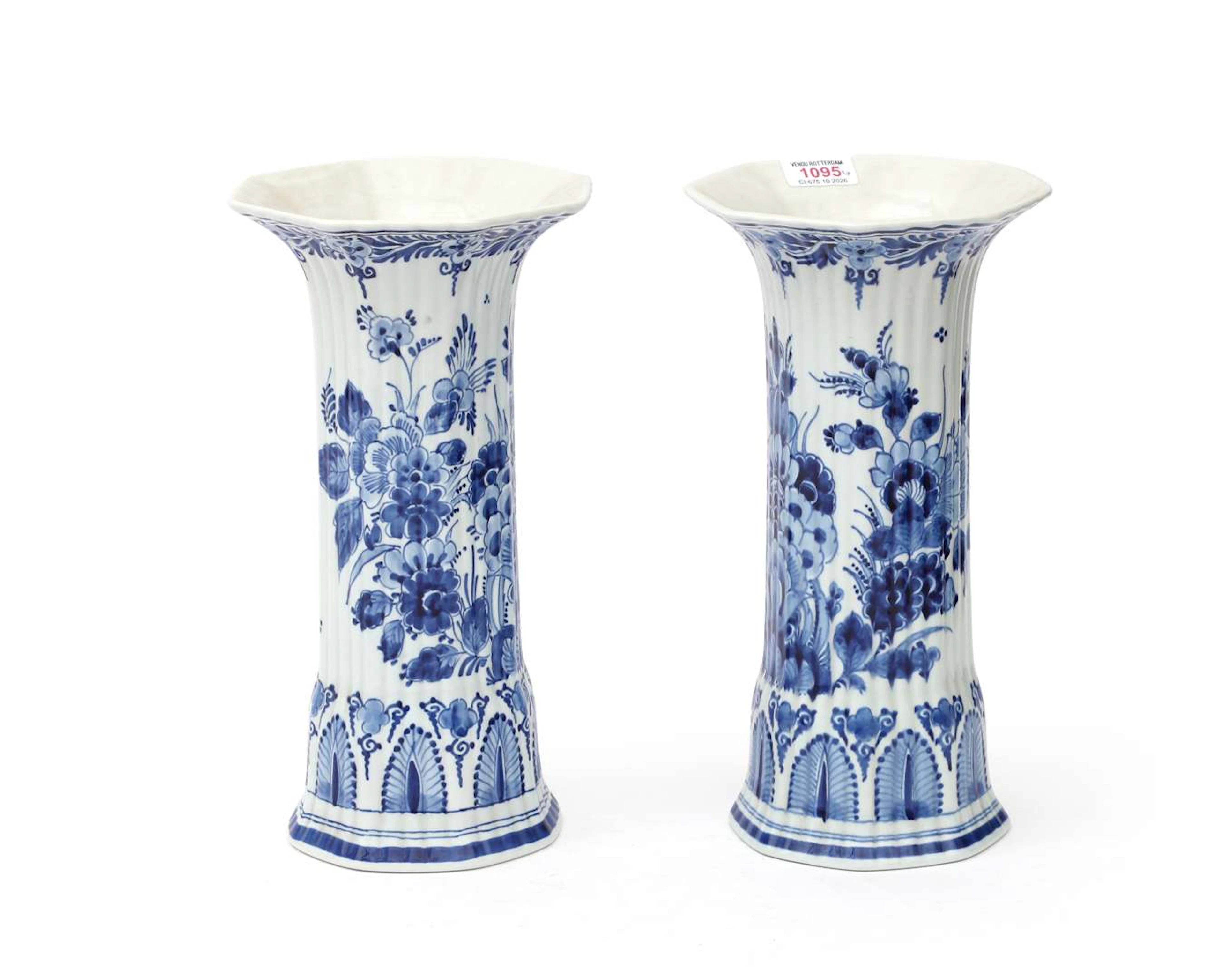 Two trumpet vases, De Porceleyne Fles, Delft, Holland, 1992