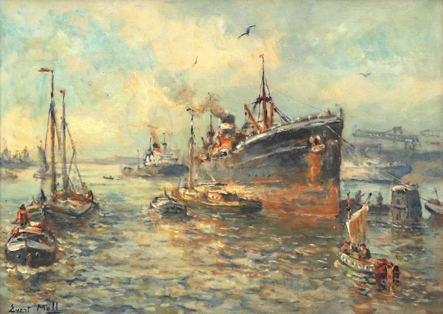 Evert Moll (1878–1955), Busy Scene in the Harbour