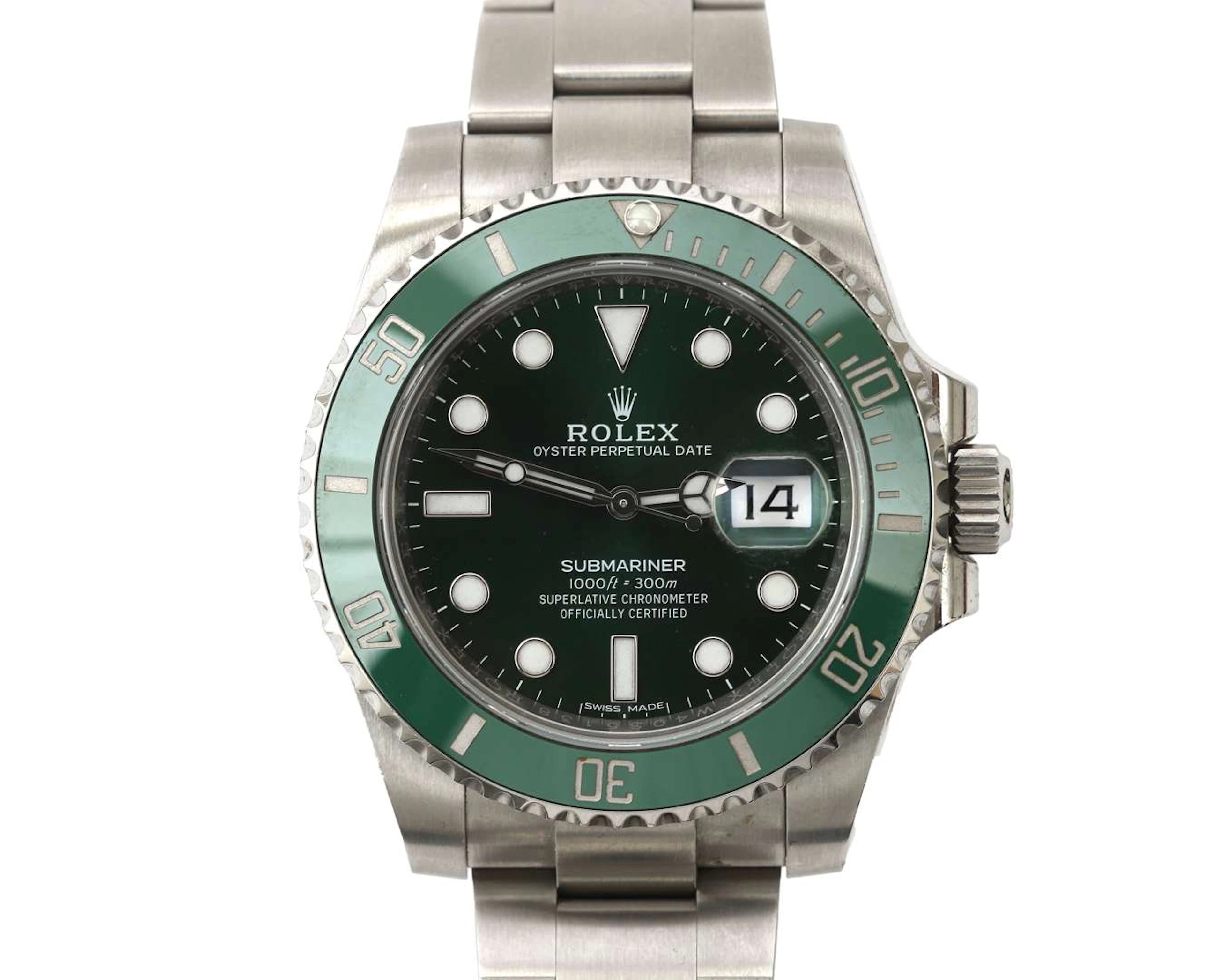 A steel Rolex Submariner "Hulk" ref. 116610LV.