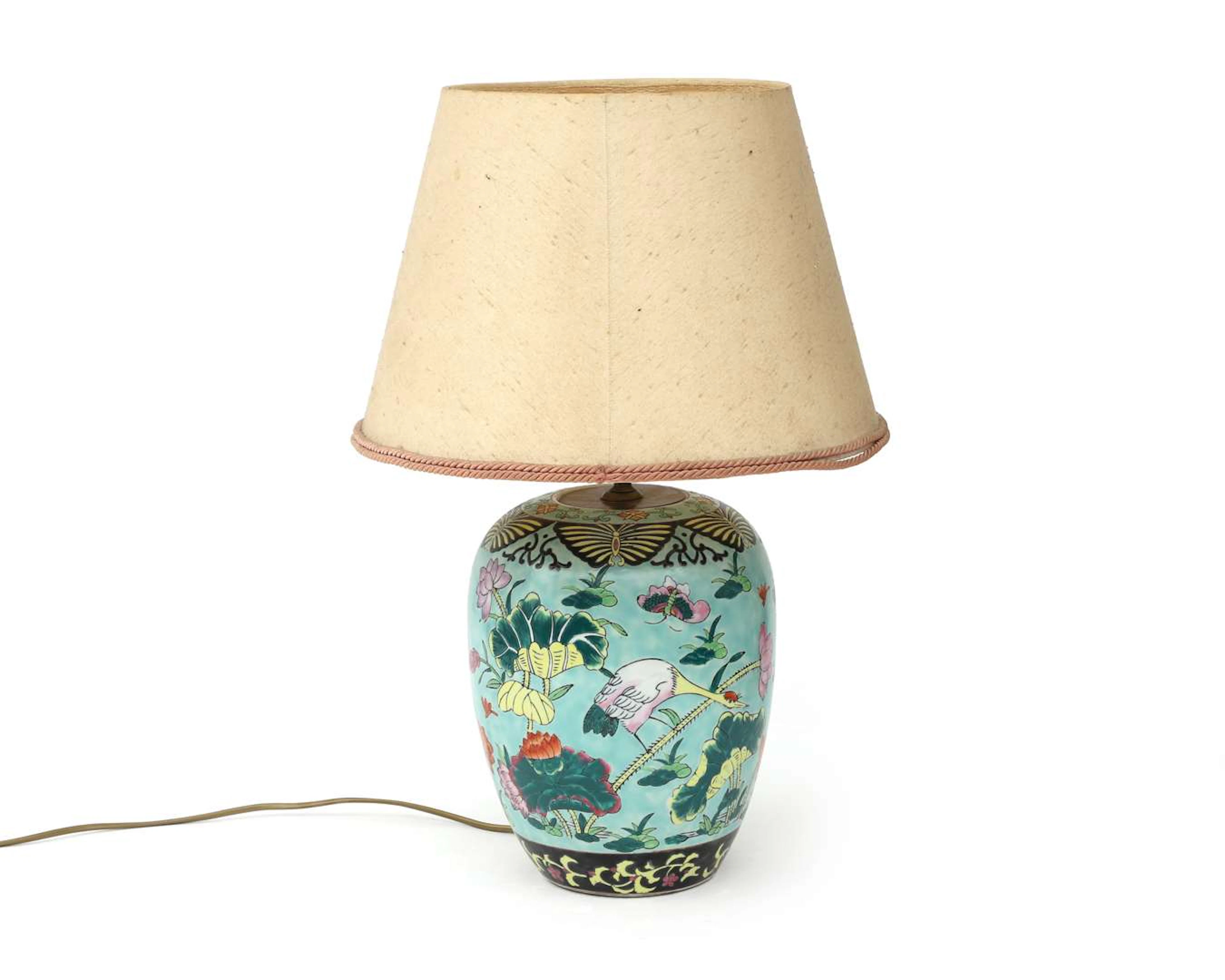 A table lamp with a porcelain base, Asia, 20th century