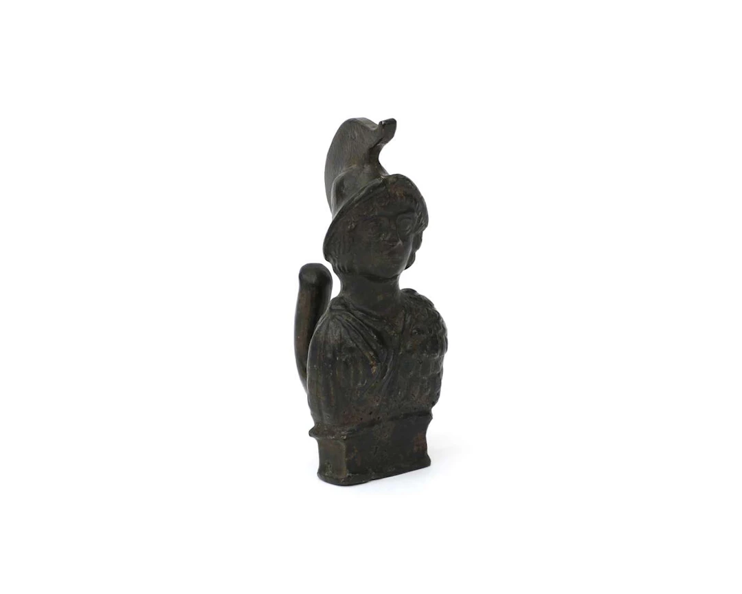 A bronze charioteer’s hook with a Mars motif, Classical Antiquity