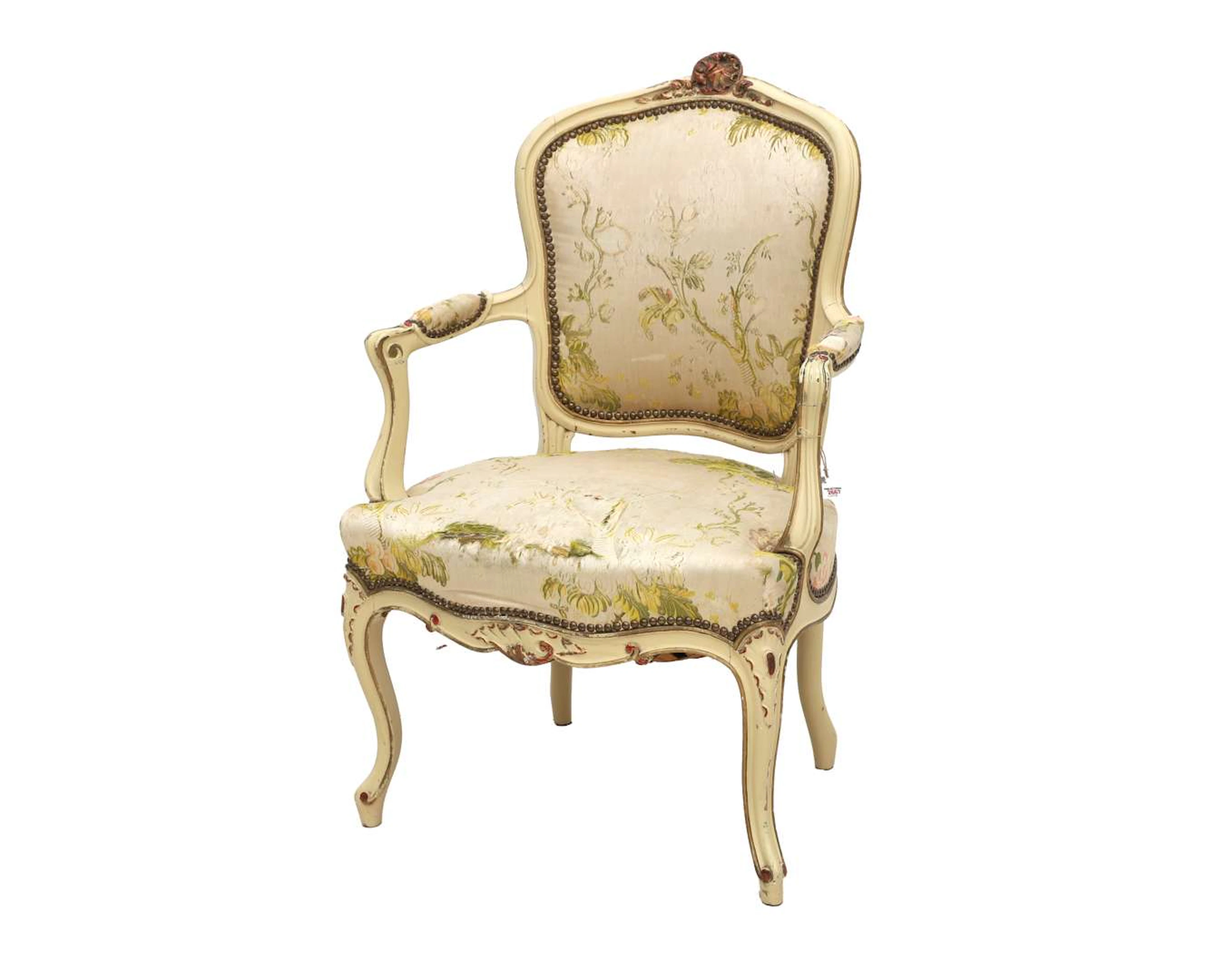 A white lacquered wooden ladies' armchair