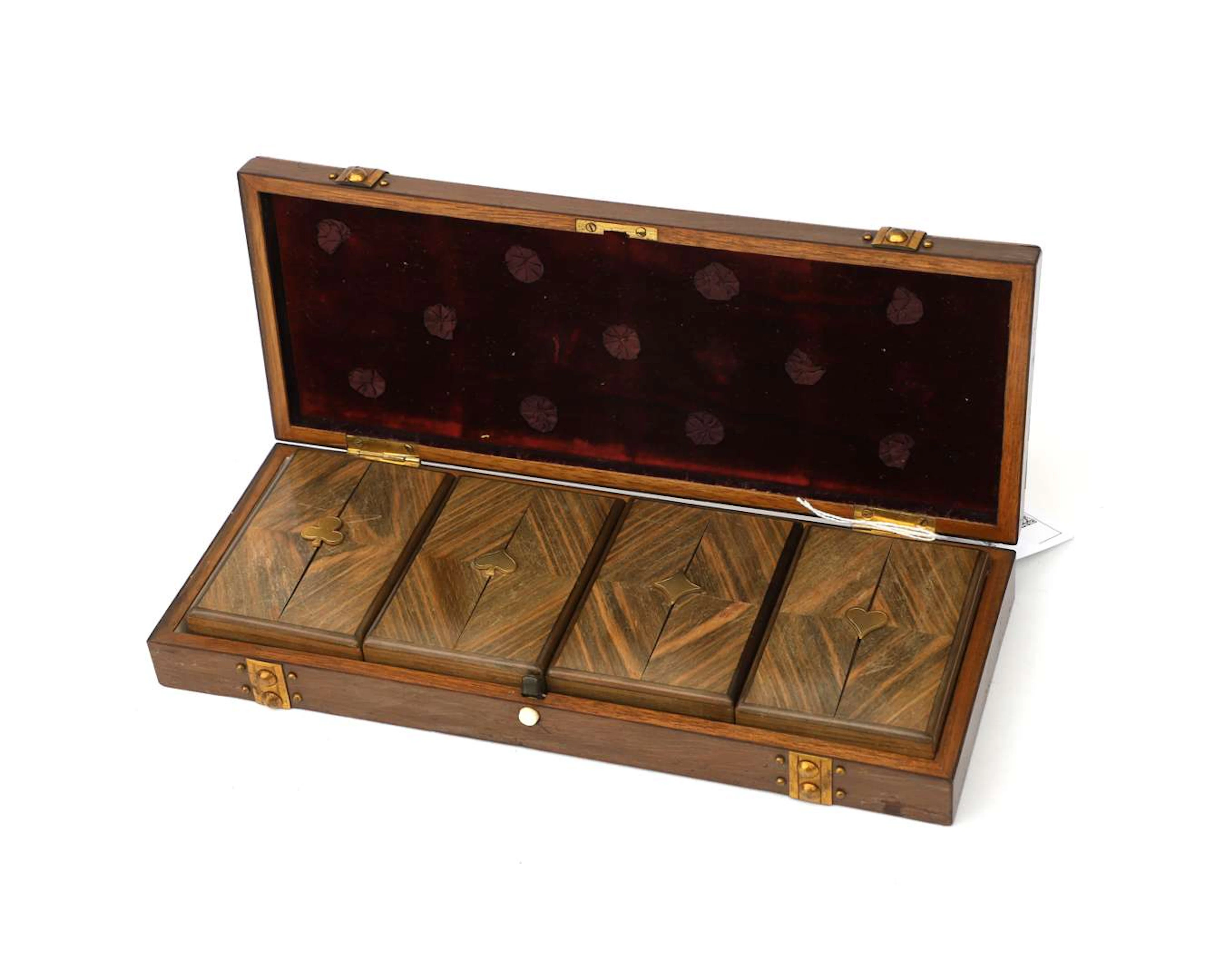 A wooden music box with tokens, Europe, c. 1900