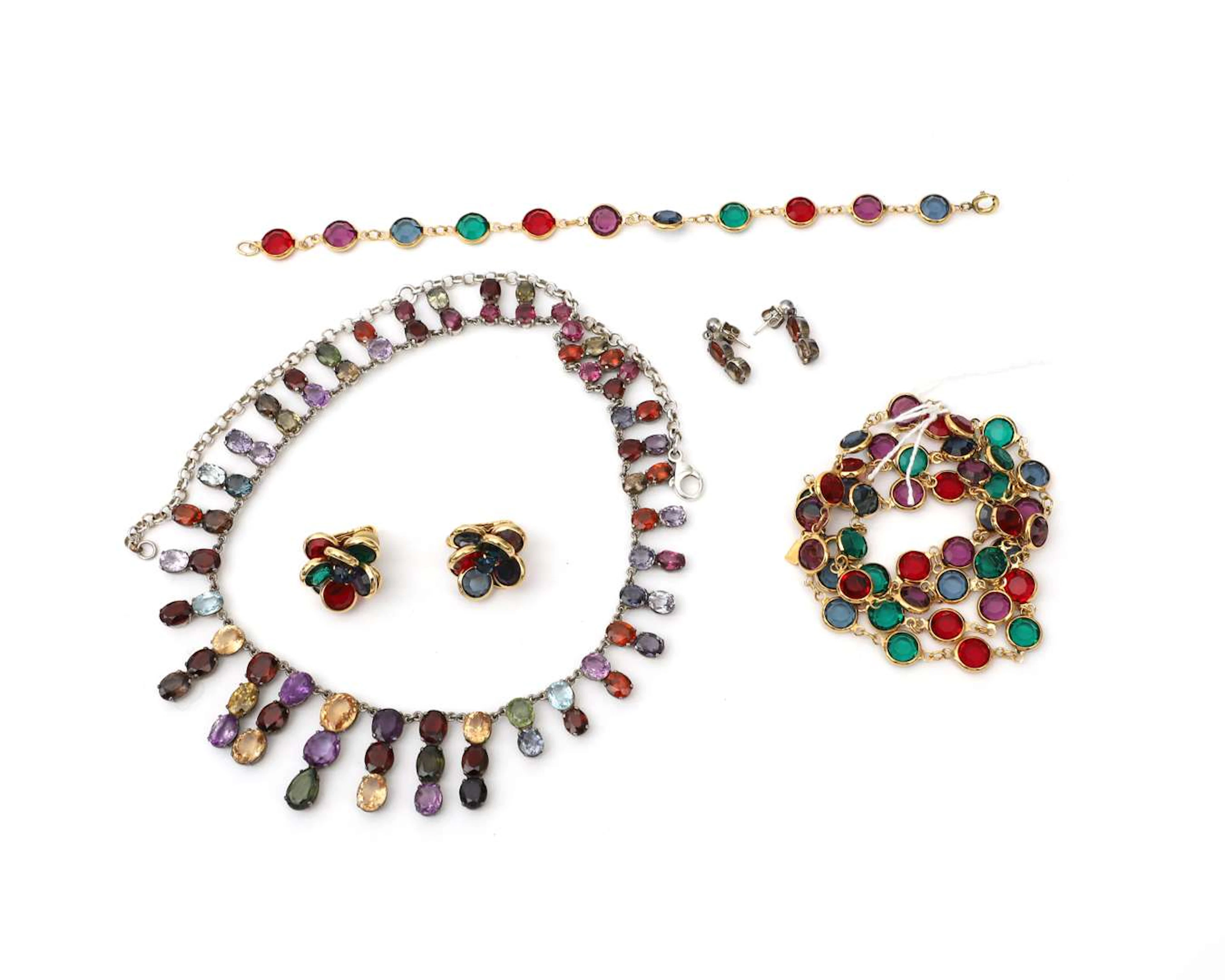 A lot comprising various items of jewellery with coloured stones