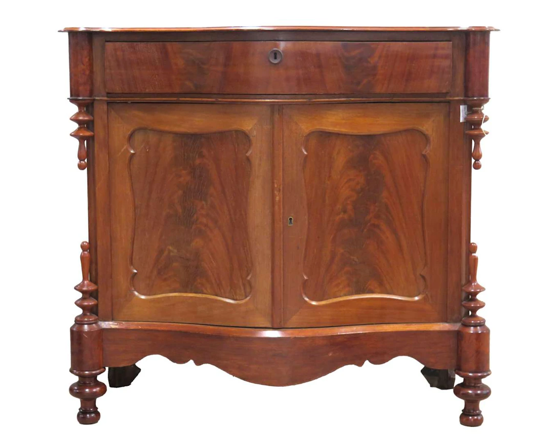 A mahogany sideboard with a curved front. Holland, 19th century