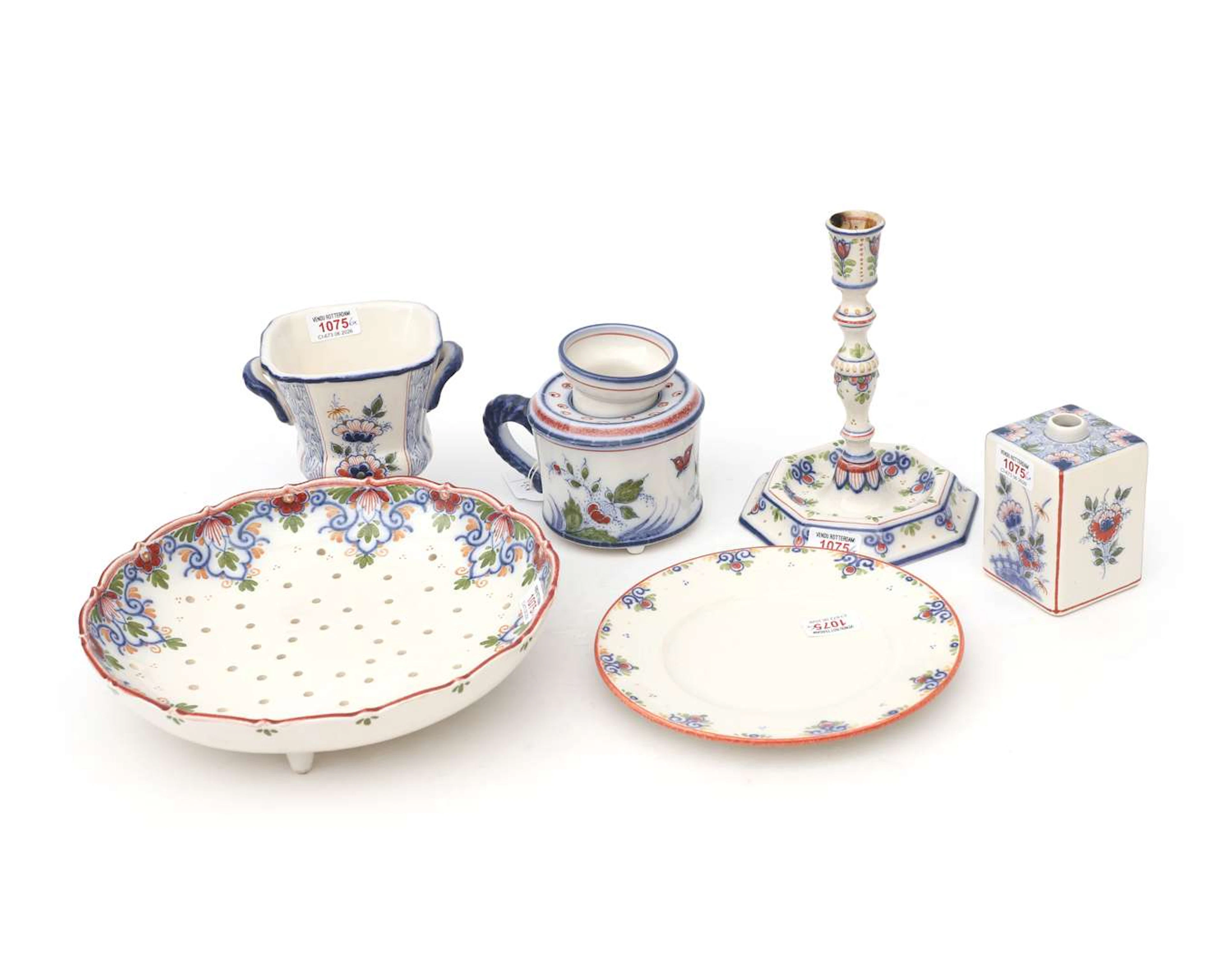 Six polychrome pottery objects, Zenith, Gouda, Holland, 20th century