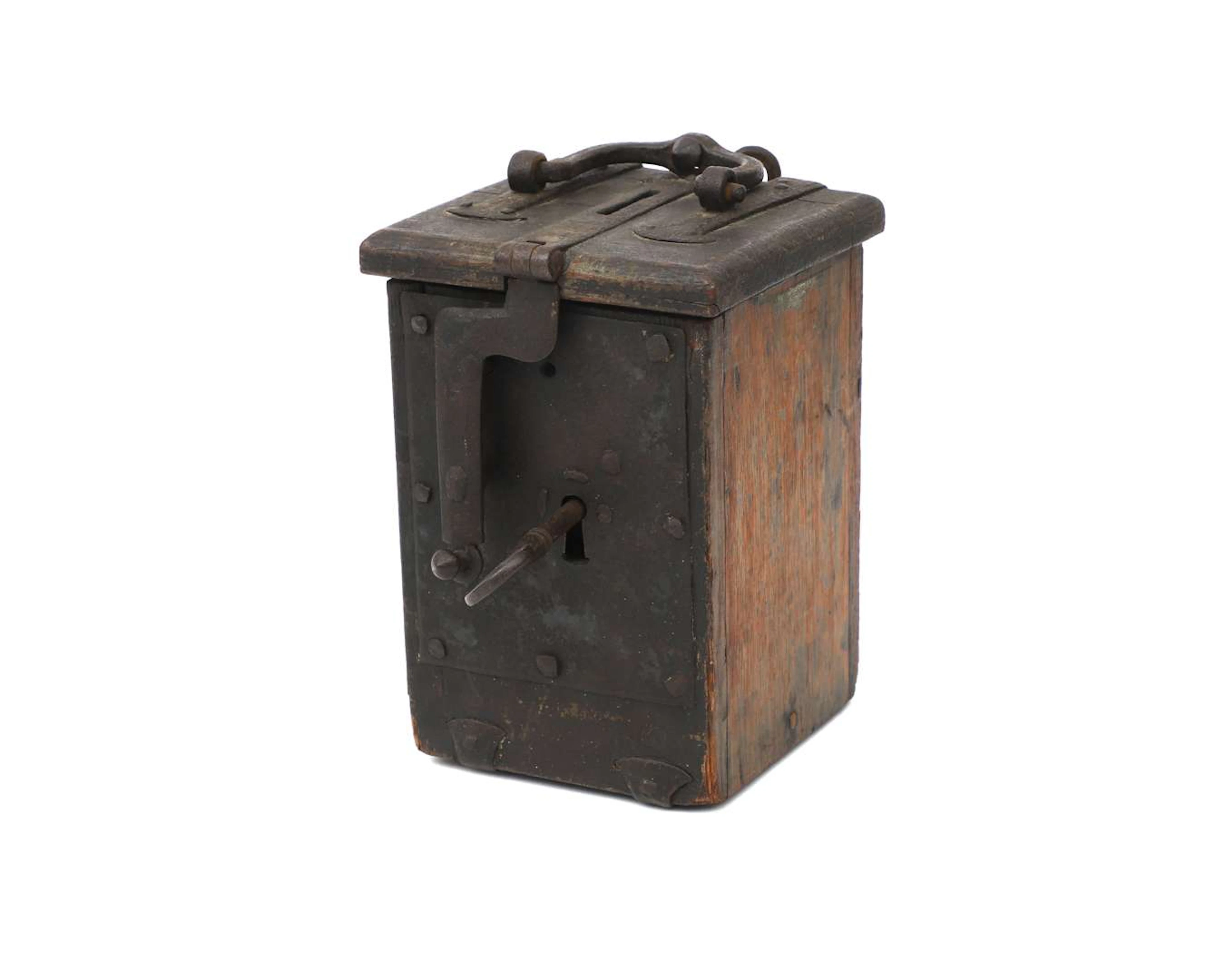 A wooden and wrought-iron offering box, Europe, 17th century