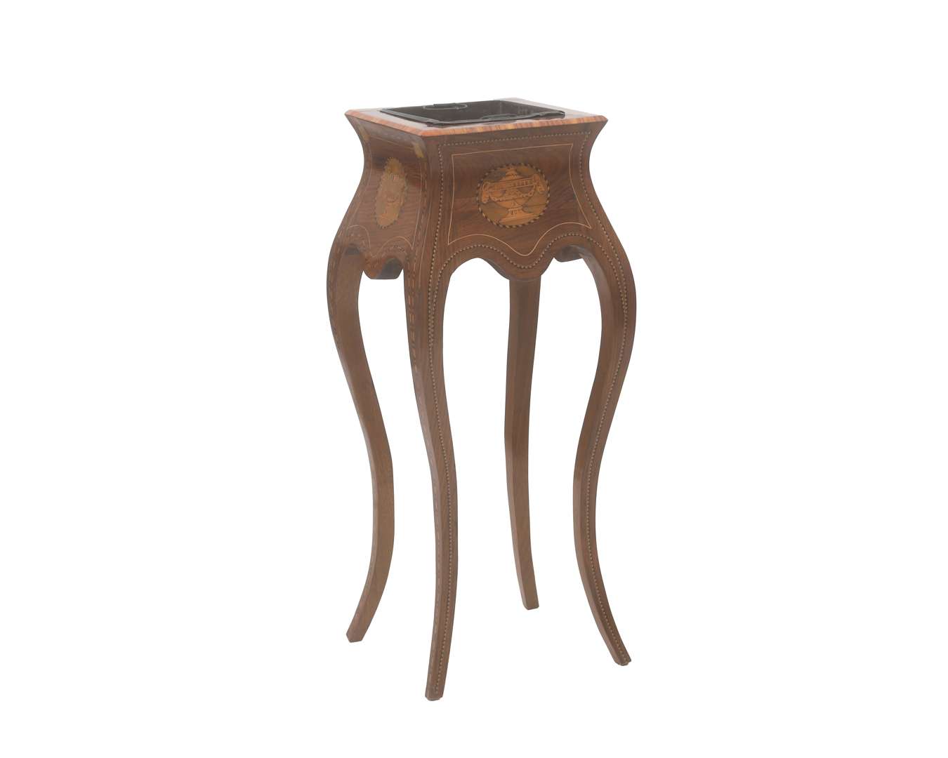 A wooden planter with marquetry decor, Europe, 19th century