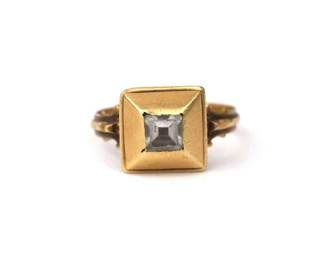 A yellow-gold Neo-Renaissance ring set with rock crystal, c. 1880