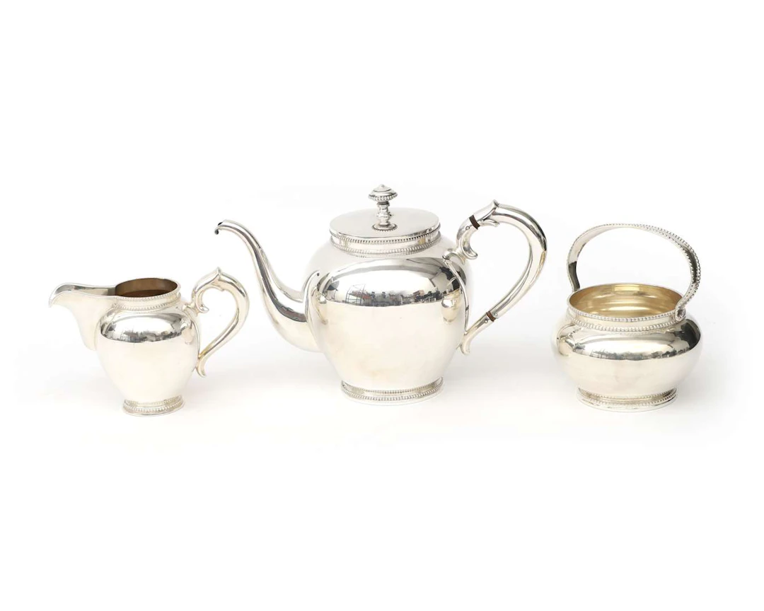 A three-piece silver tea set, Germany, 20th century