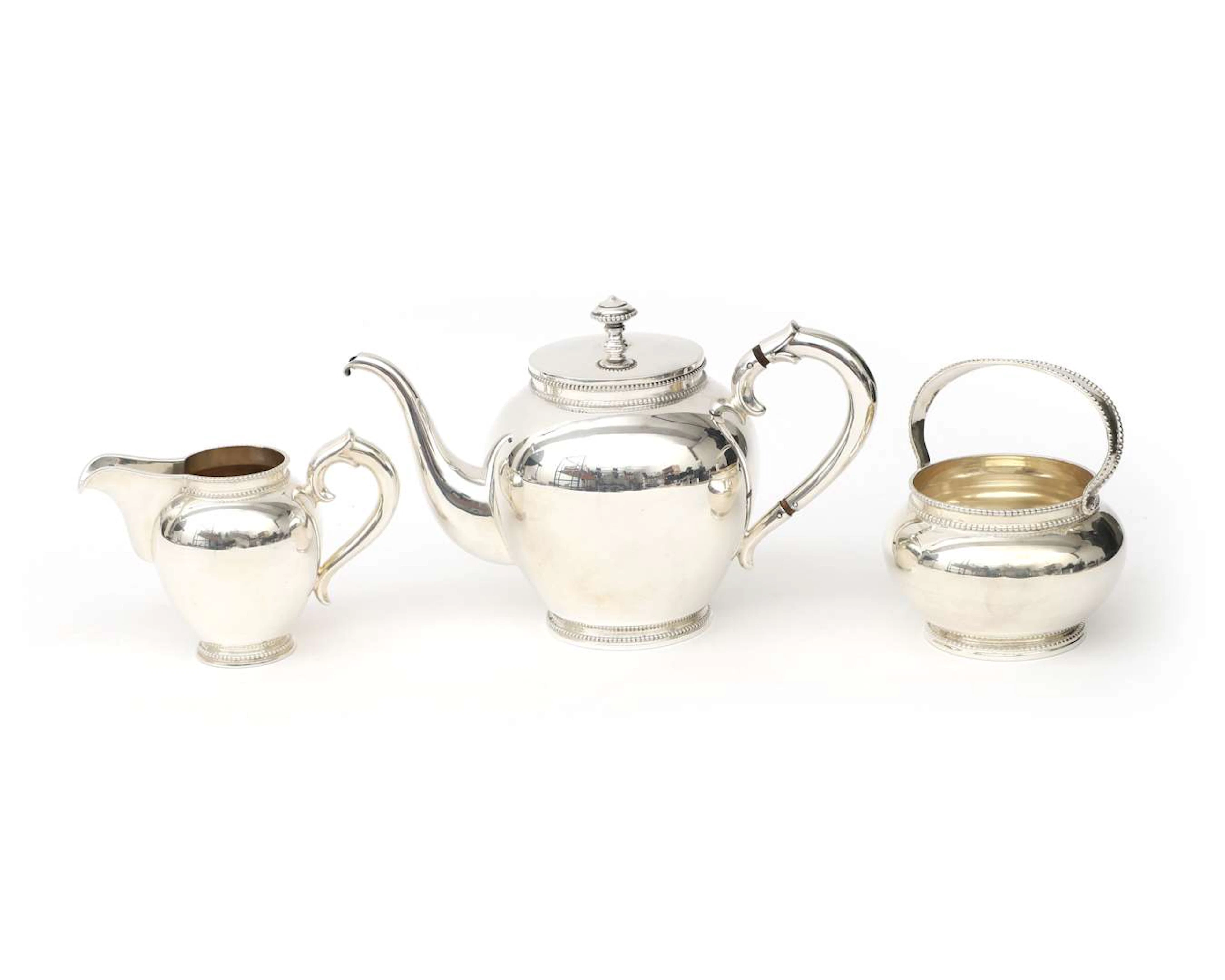 A three-piece silver tea set, Germany, 20th century