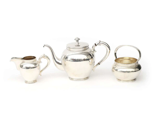 A three-piece silver tea set, Germany, 20th century