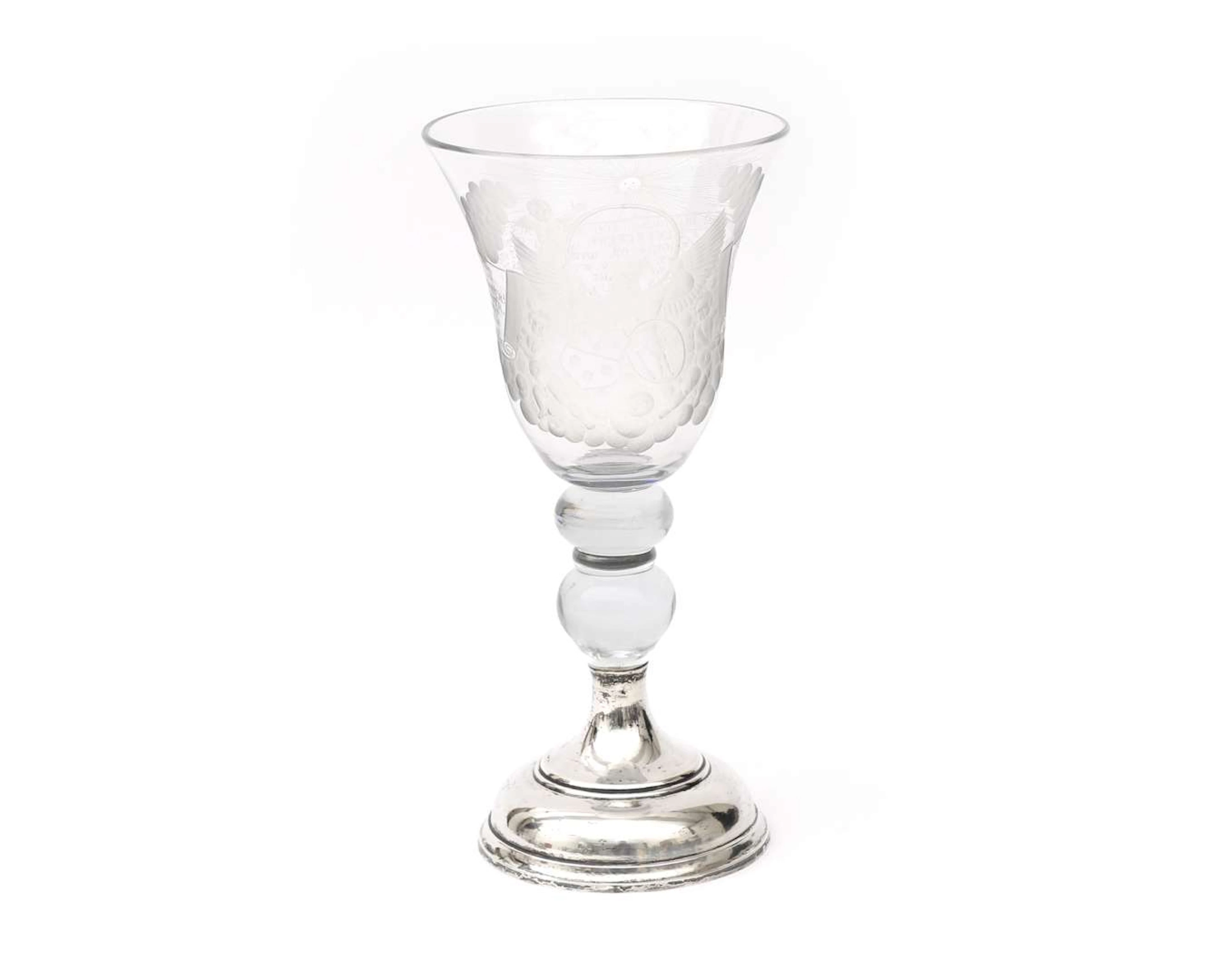 A commemorative glass marking the silver wedding anniversary of Barend