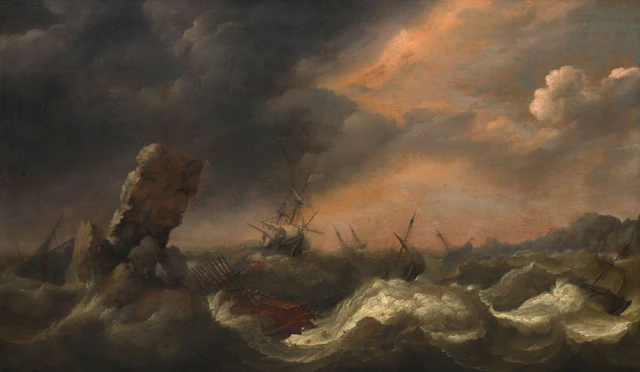 Adam Willaerts (1577-1664), Ships in turbulent waters with shipwreck