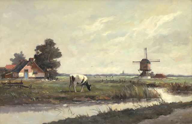 Marinus the Younger (1912–1978), A polder landscape with a farmhouse