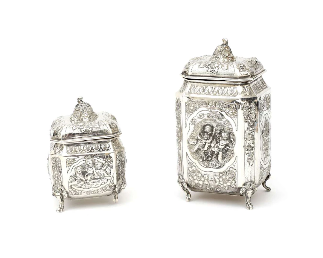 A silver coffee and tea caddy, Germany, Ellmendingen-Keltern, 20th century