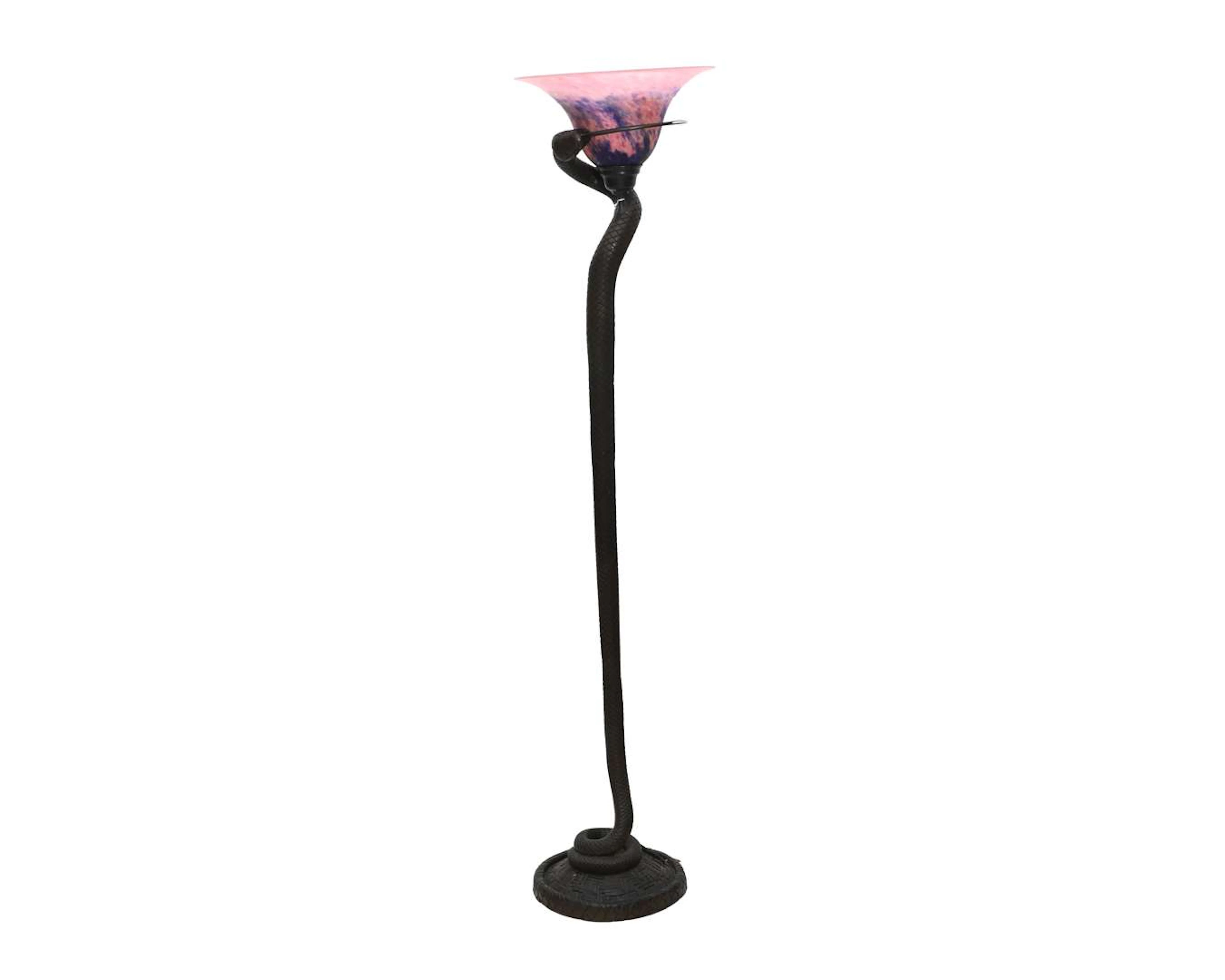 A free-standing, snake-shaped lamp, 20th century