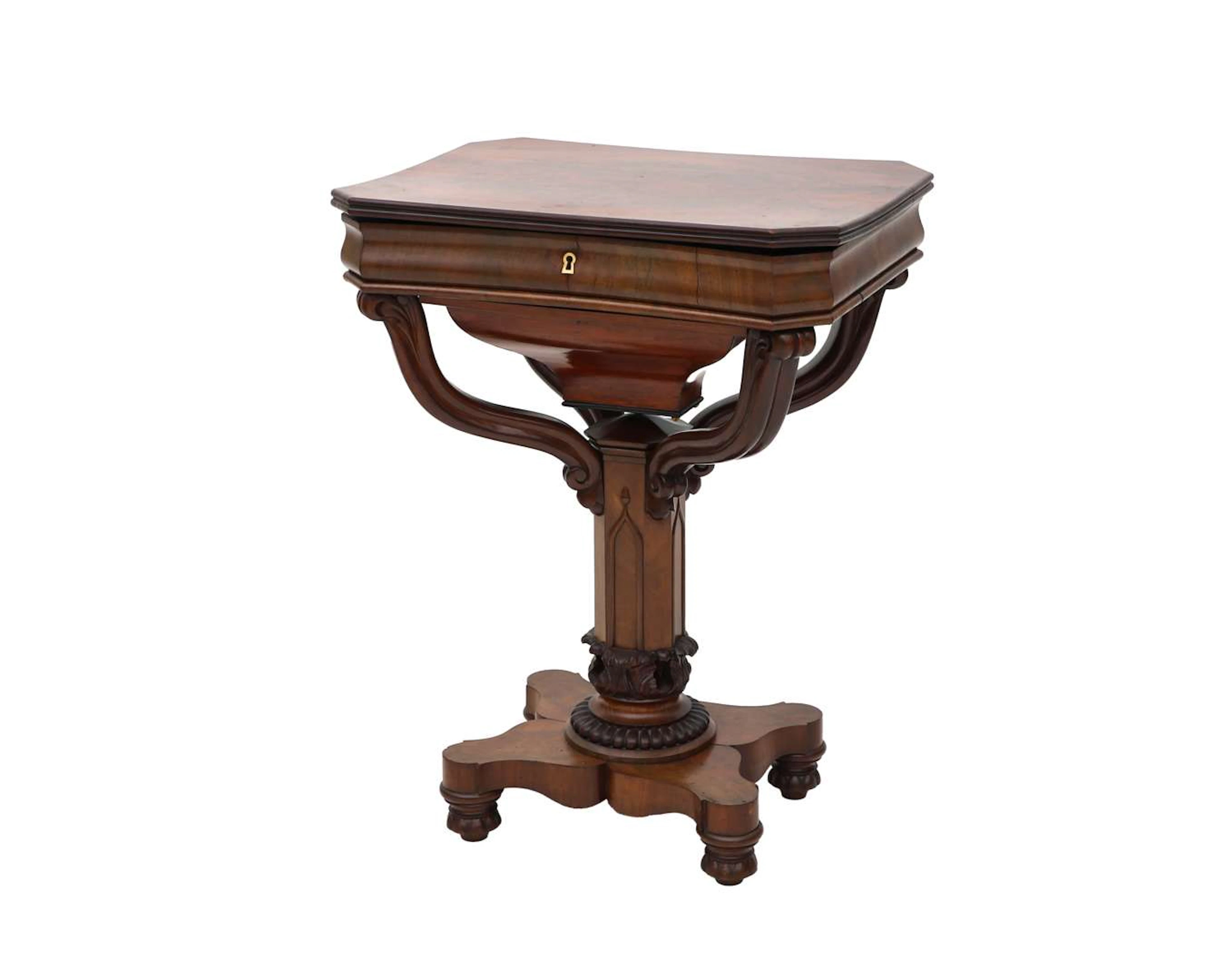 A mahogany sewing table, the Netherlands, 19th century