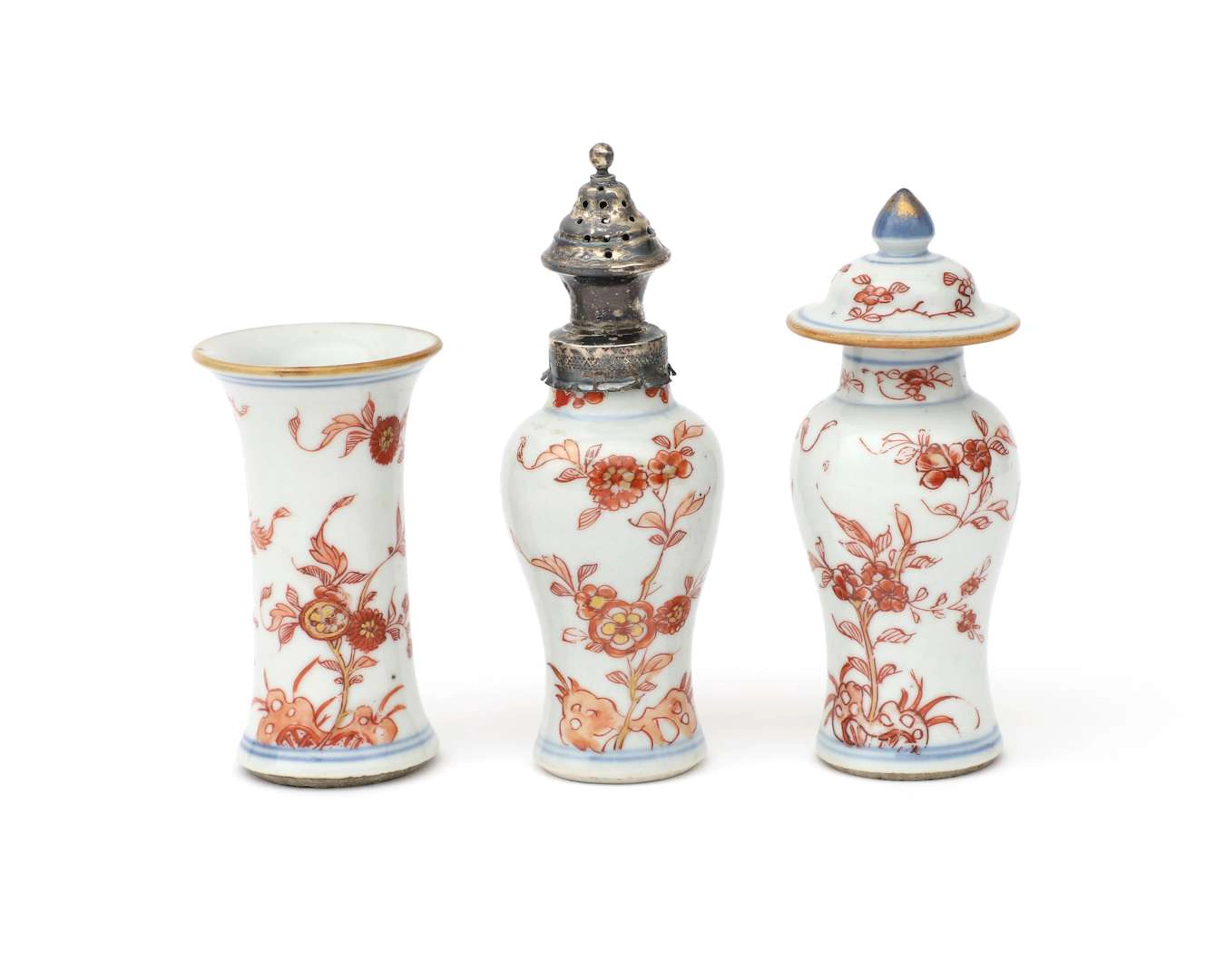 A three-piece miniature porcelain cabinet set, China, Kangxi period