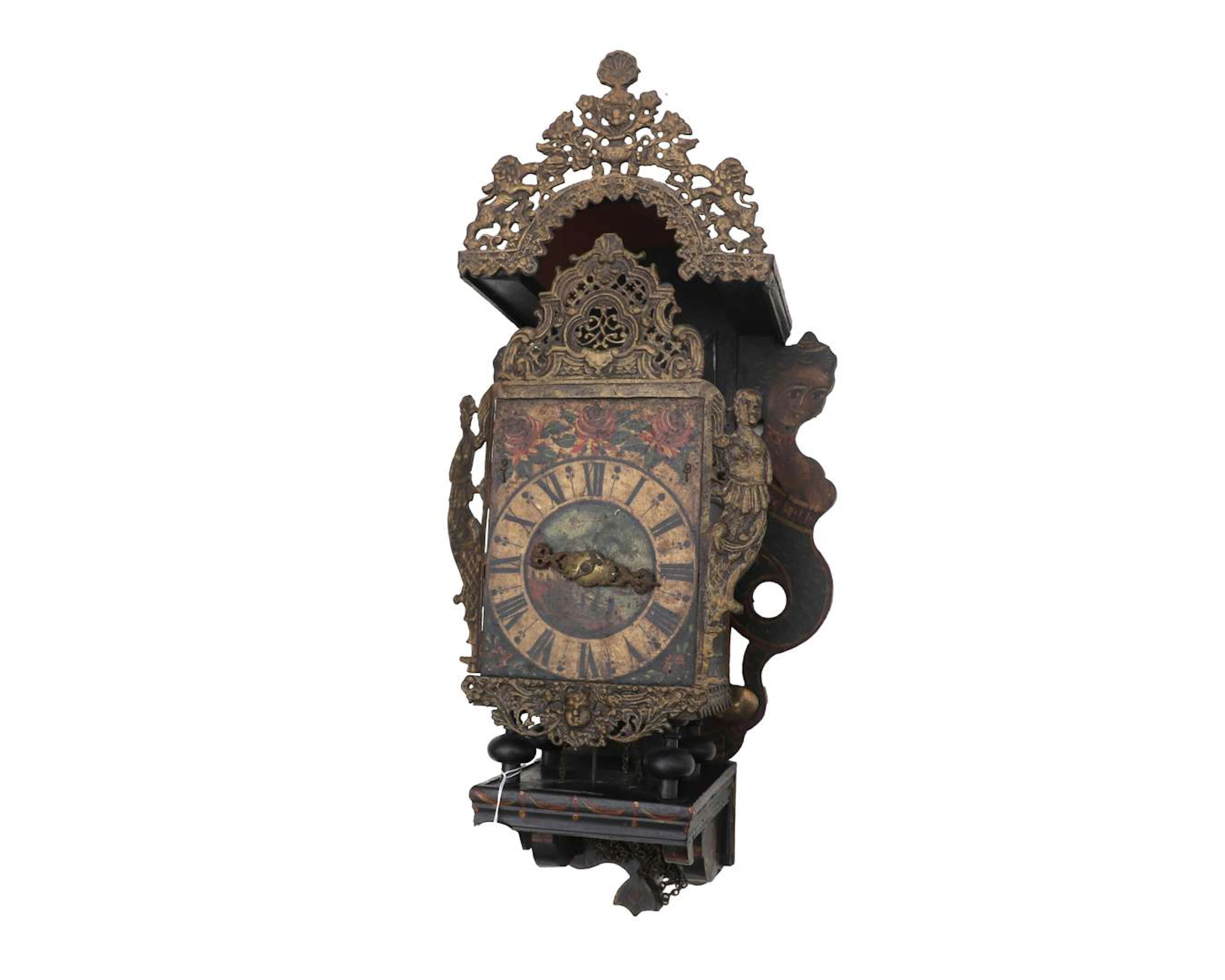 A painted wooden chair clock. 19th Century